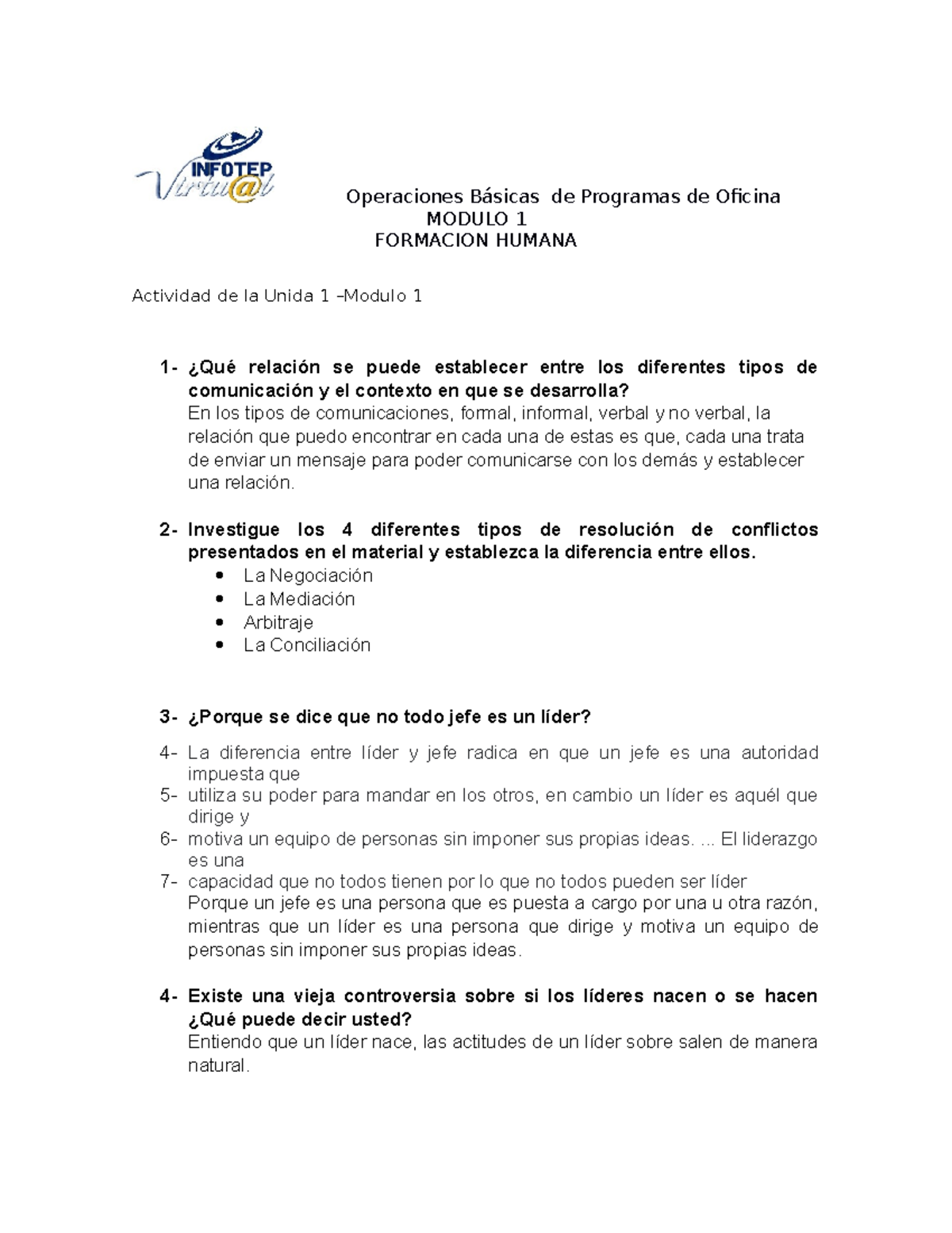 Actividad 1 Módulo 1 Form. Hum - Operaciones Básicas De Programas De ...