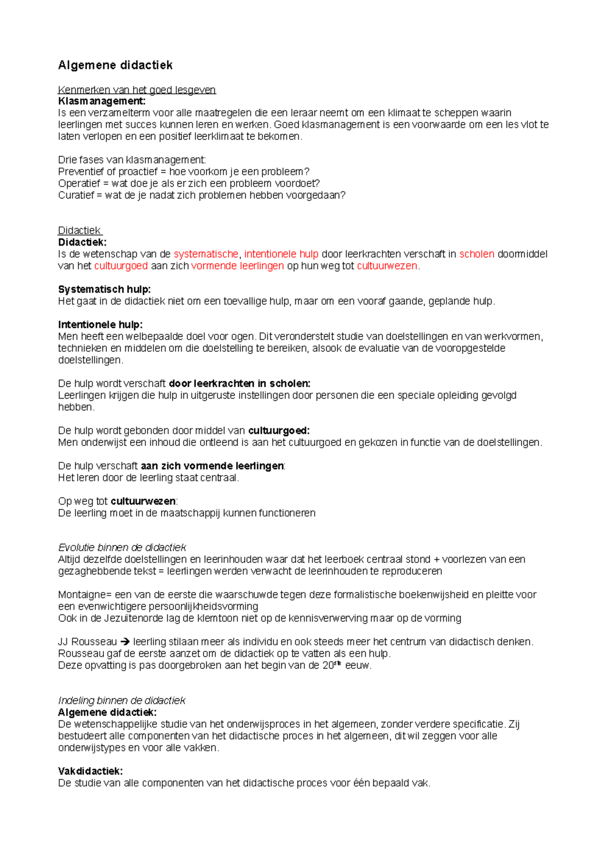 Algemene Didactiek 1 Samenvatting - Algemene Didactiek Kenmerken Van ...