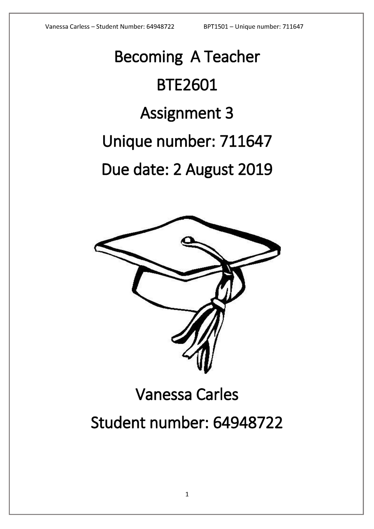 Becoming A Teacher Assignment 3 - Becoming A Teacher BTE 2601 ...