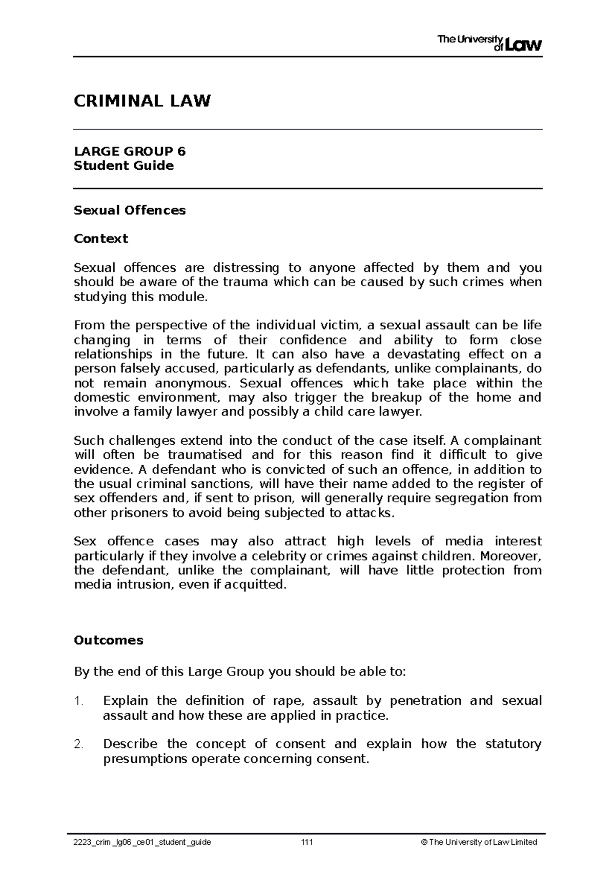 UNIT 6completed student guide - CRIMINAL LAW LARGE GROUP 6 Student ...