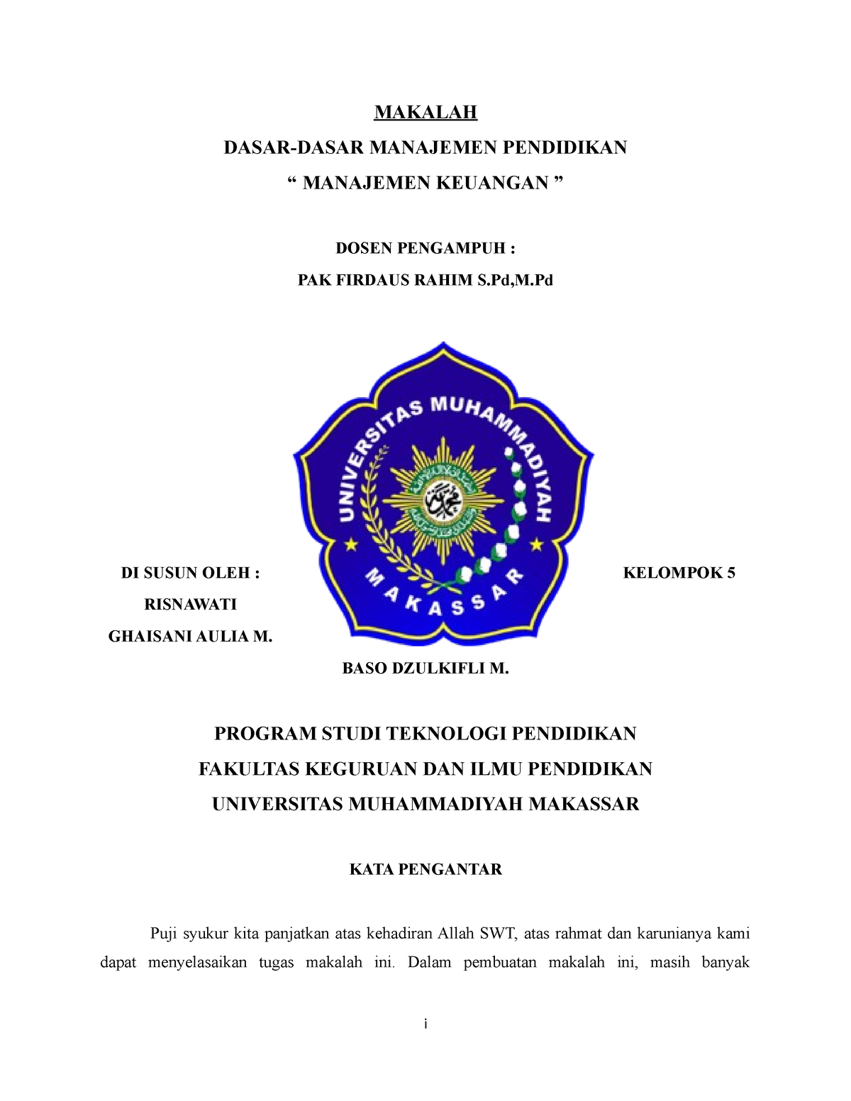 Makalah Manajemen Keuangan - MAKALAH DASAR-DASAR MANAJEMEN PENDIDIKAN ...