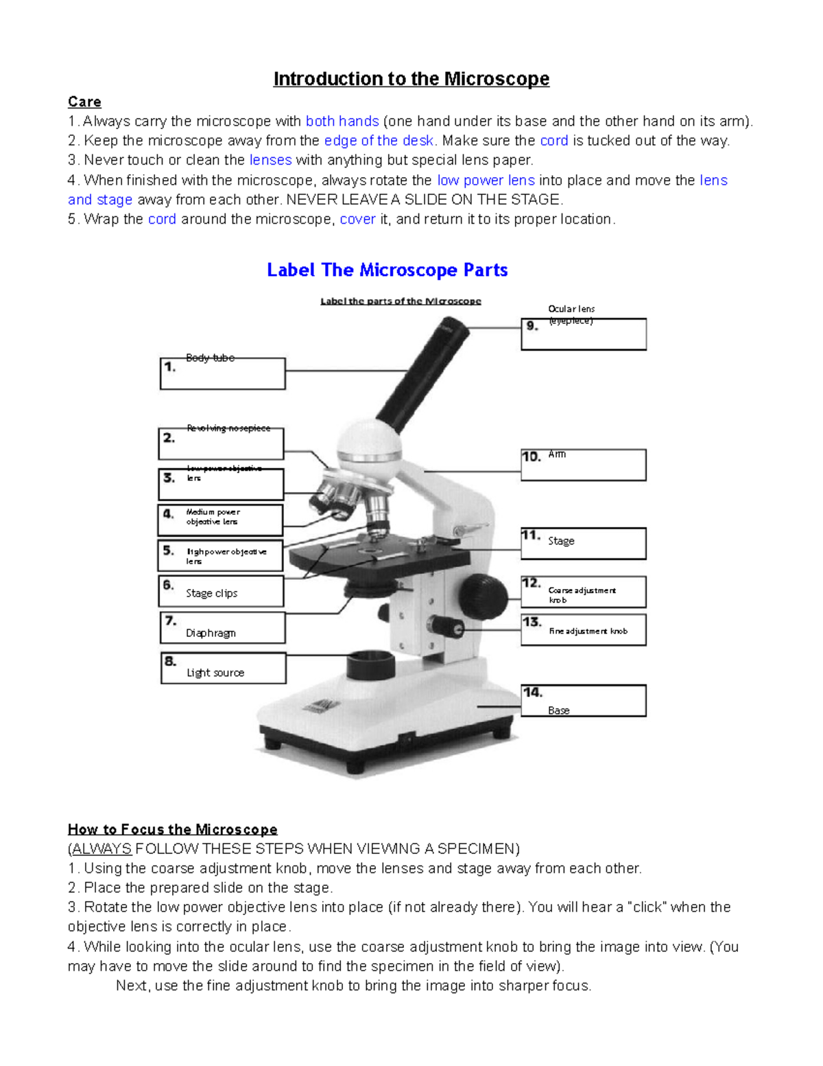 01a - The Microscope - microspes notes - Introduction to the Microscope ...