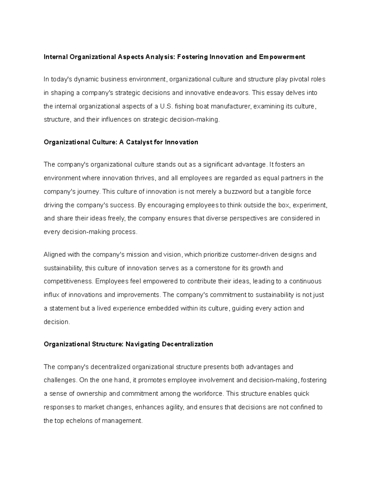 QBM3 TASK 1 - qbm3 1 - Internal Organizational Aspects Analysis ...