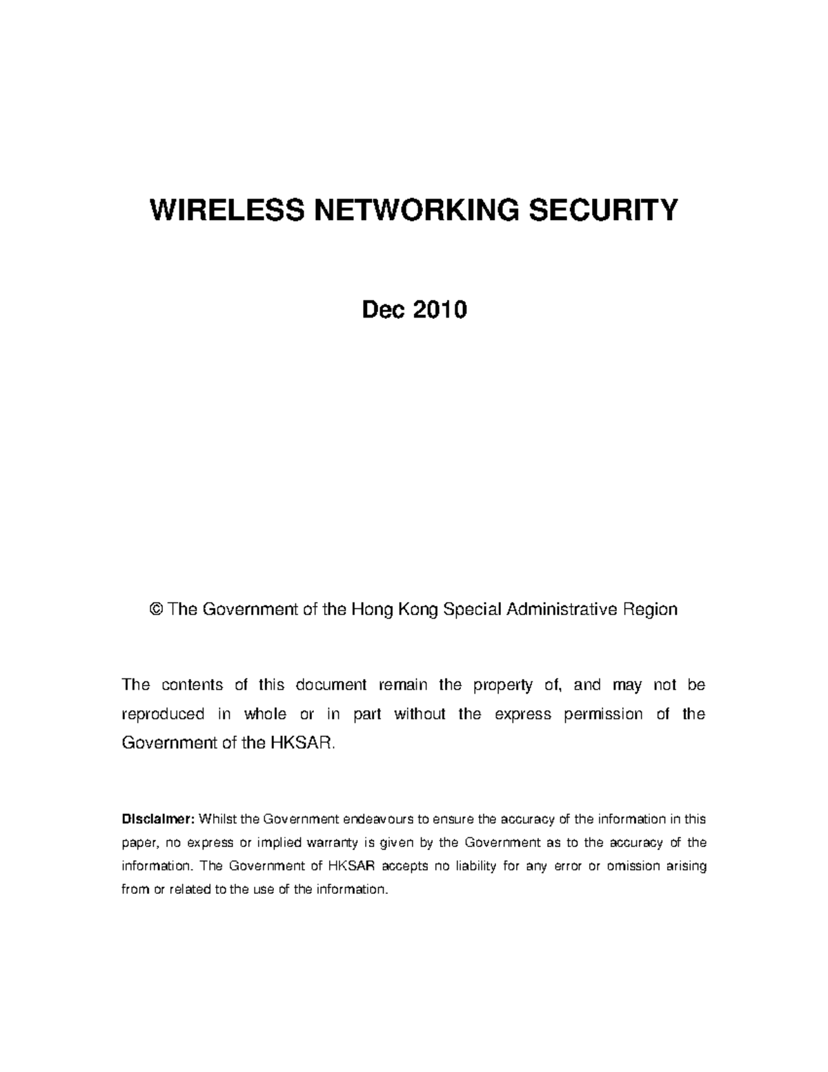 Wireless - report - WIRELESS NETWORKING SECURITY Dec 2010 © The ...
