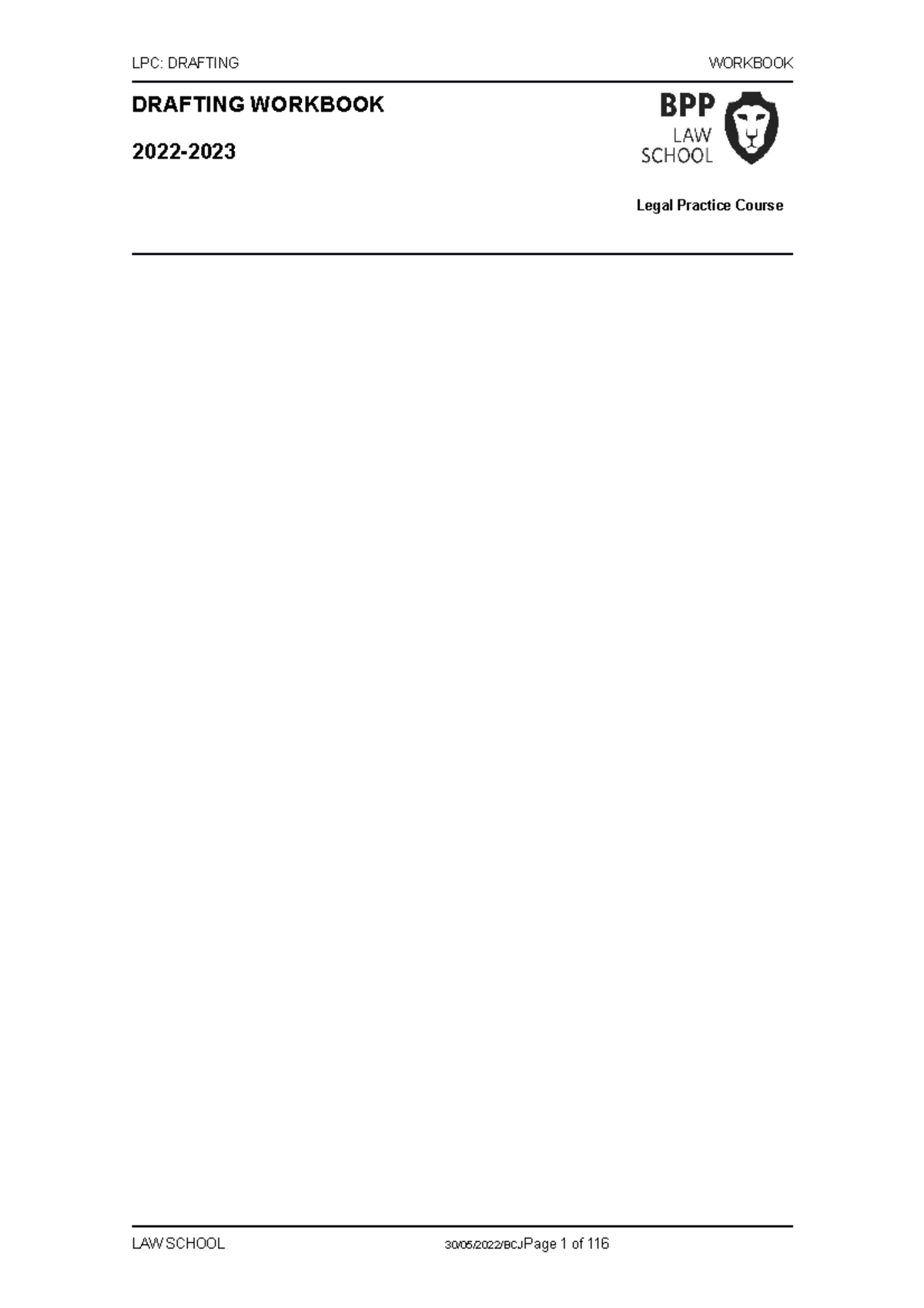 Drafting Workbook 202223 LPC DRAFTING WORKBOOK DRAFTING WORKBOOK