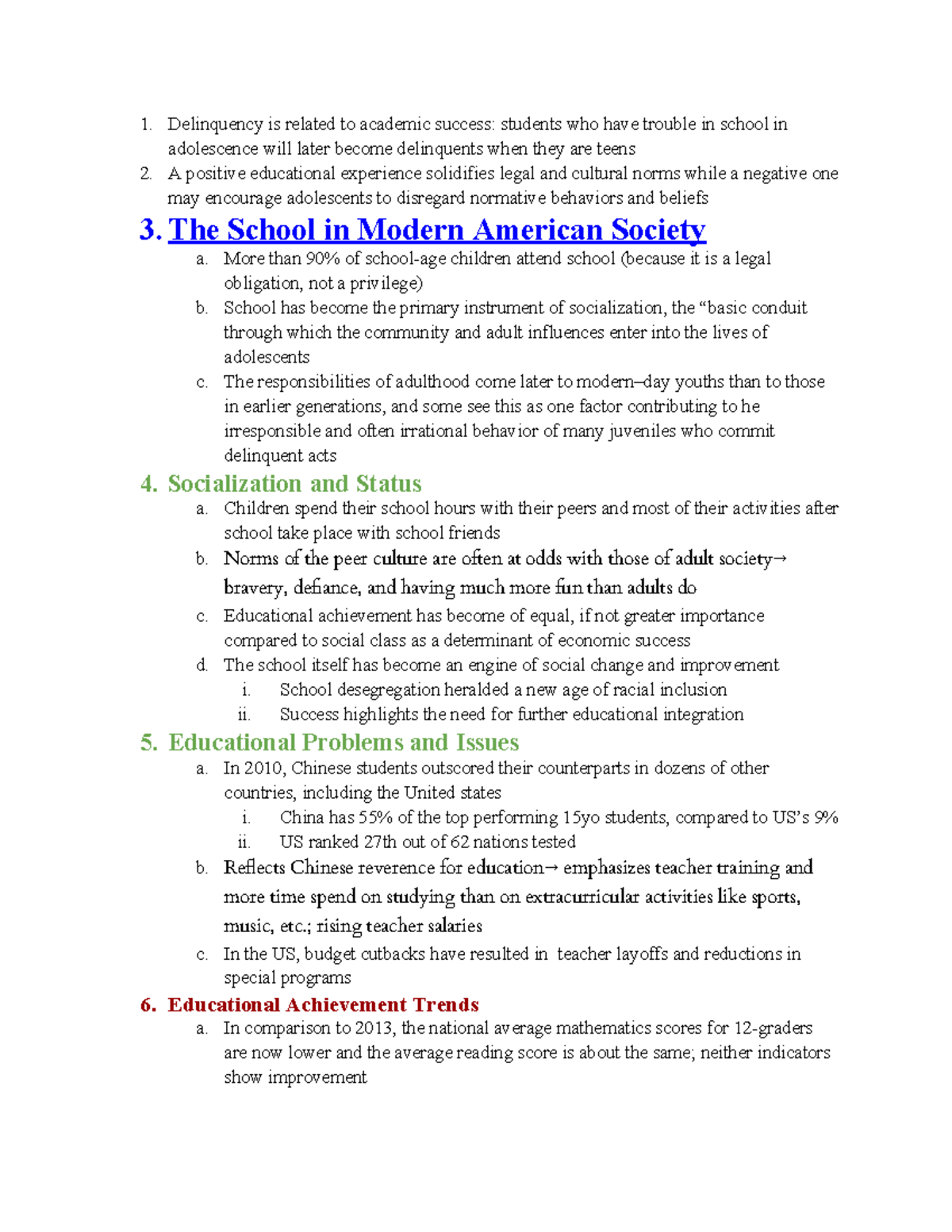 Chapter 10 Schools and Delinquency - 1. Delinquency is related to ...