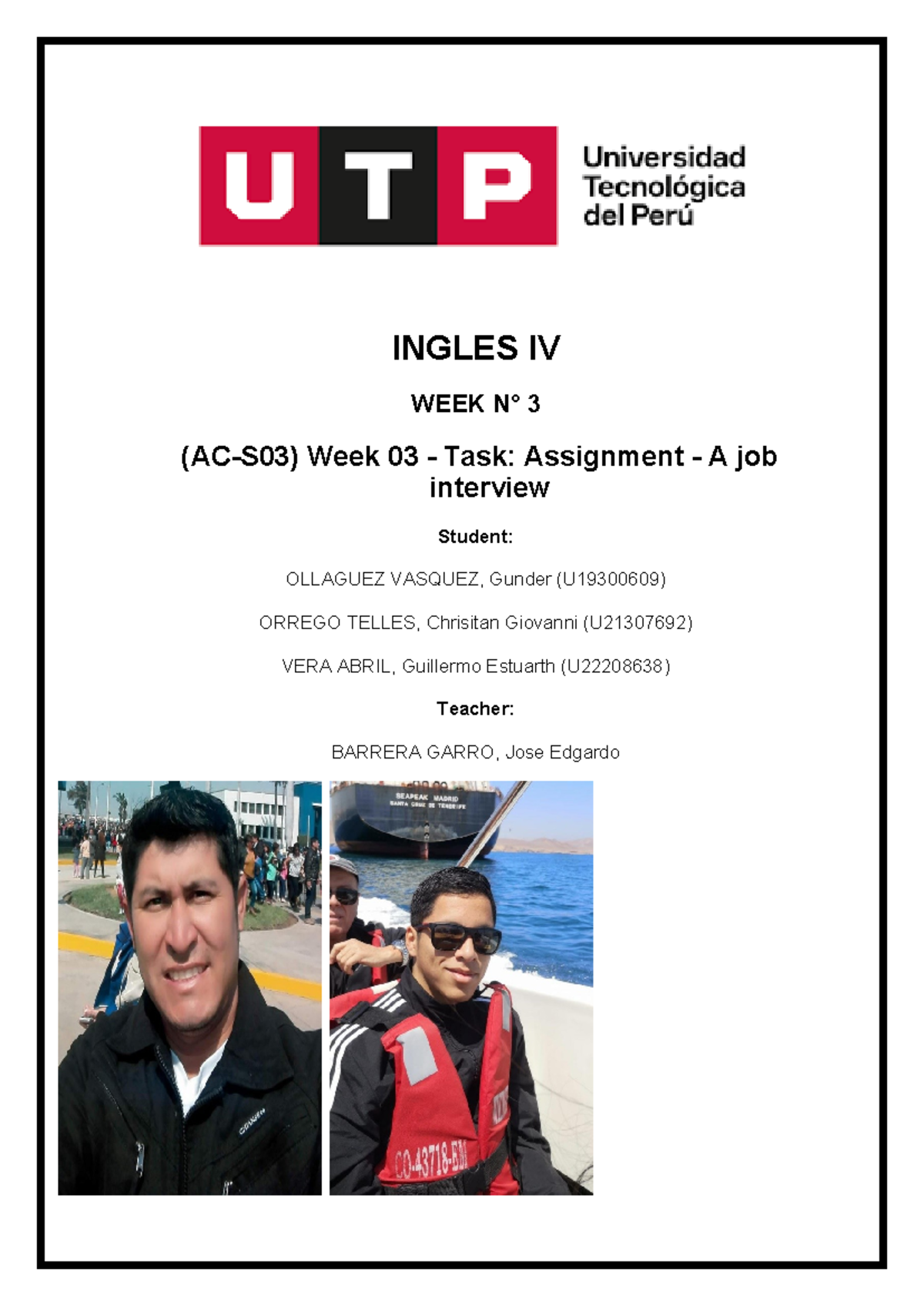 Week 03 - Task Assignment - Ingles 4 - Ingles III - INGLES IV WEEK N° 3 ...