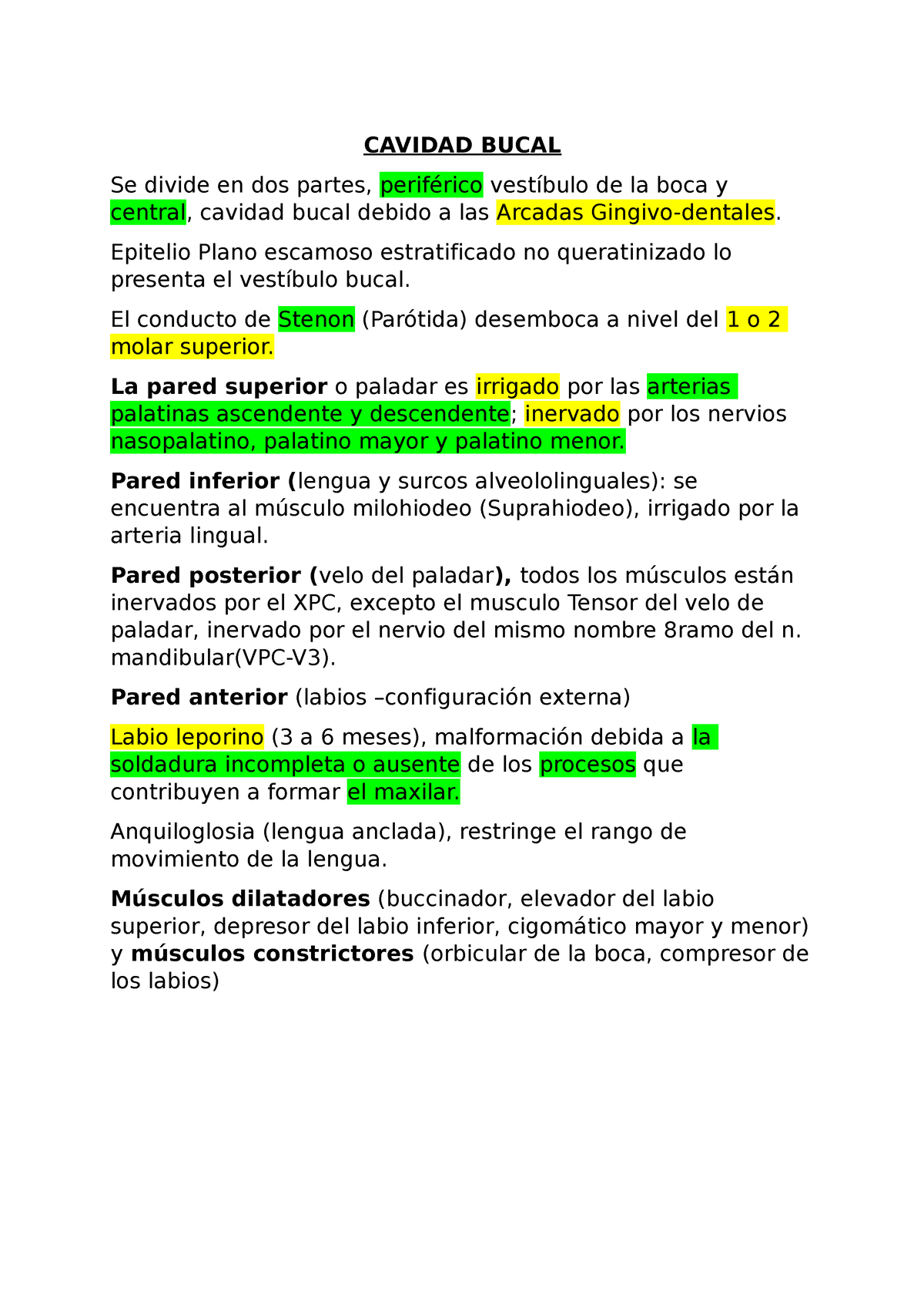 Resumen Cavidad Bucal - CAVIDAD BUCAL Se Divide En Dos Partes ...