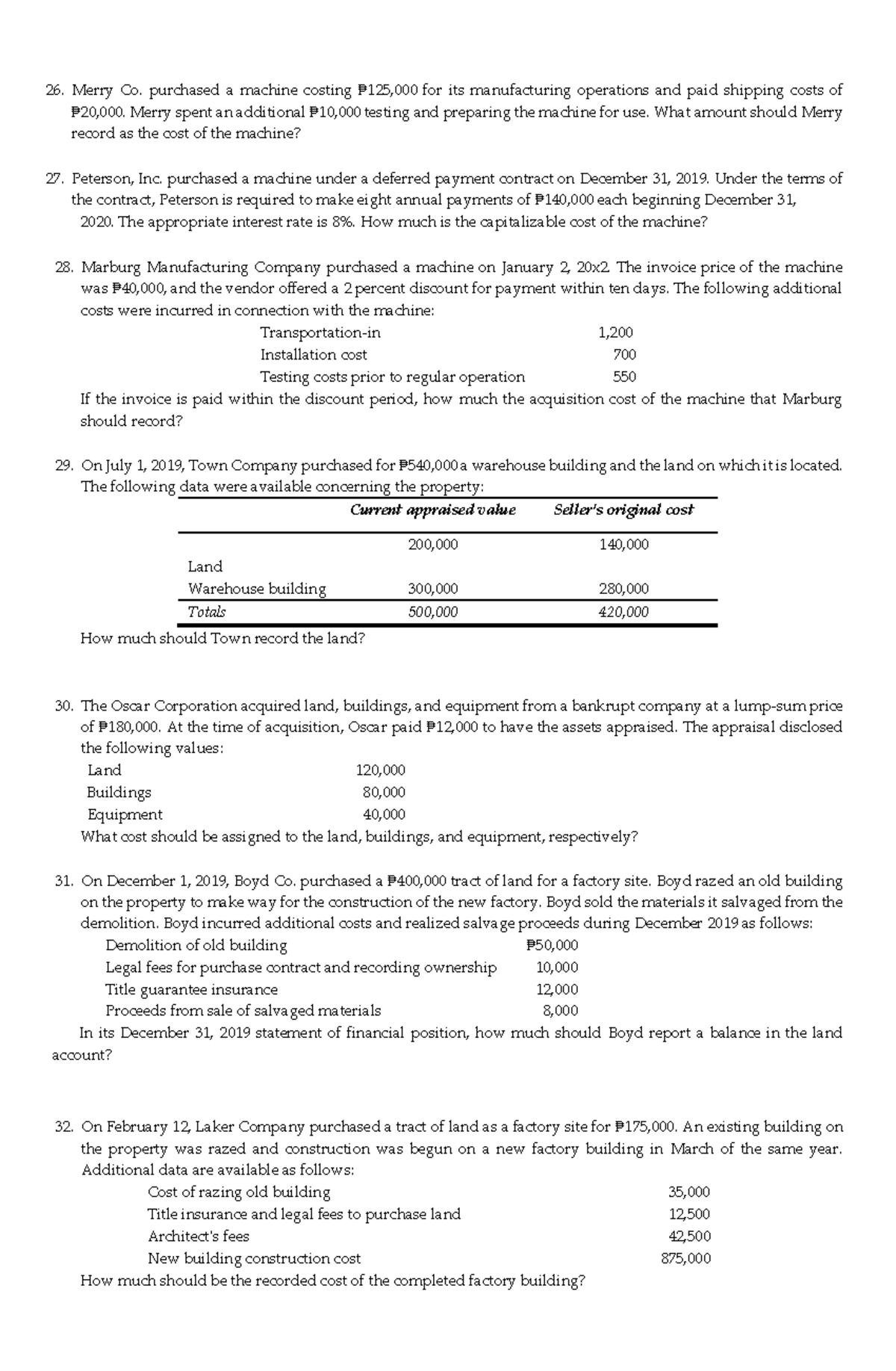 Ppe compu - ppe no ans - Merry Co. purchased a machine costing ₱125,000 ...
