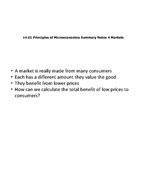 14.01 Principles of Microeconomics Summary Notes 3 Shifts in Demand and ...