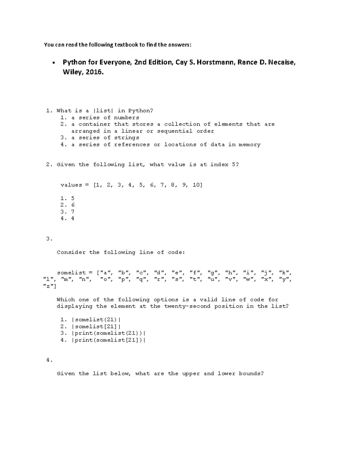 Chapter 6 - Sample Questions - You can read the following textbook to ...