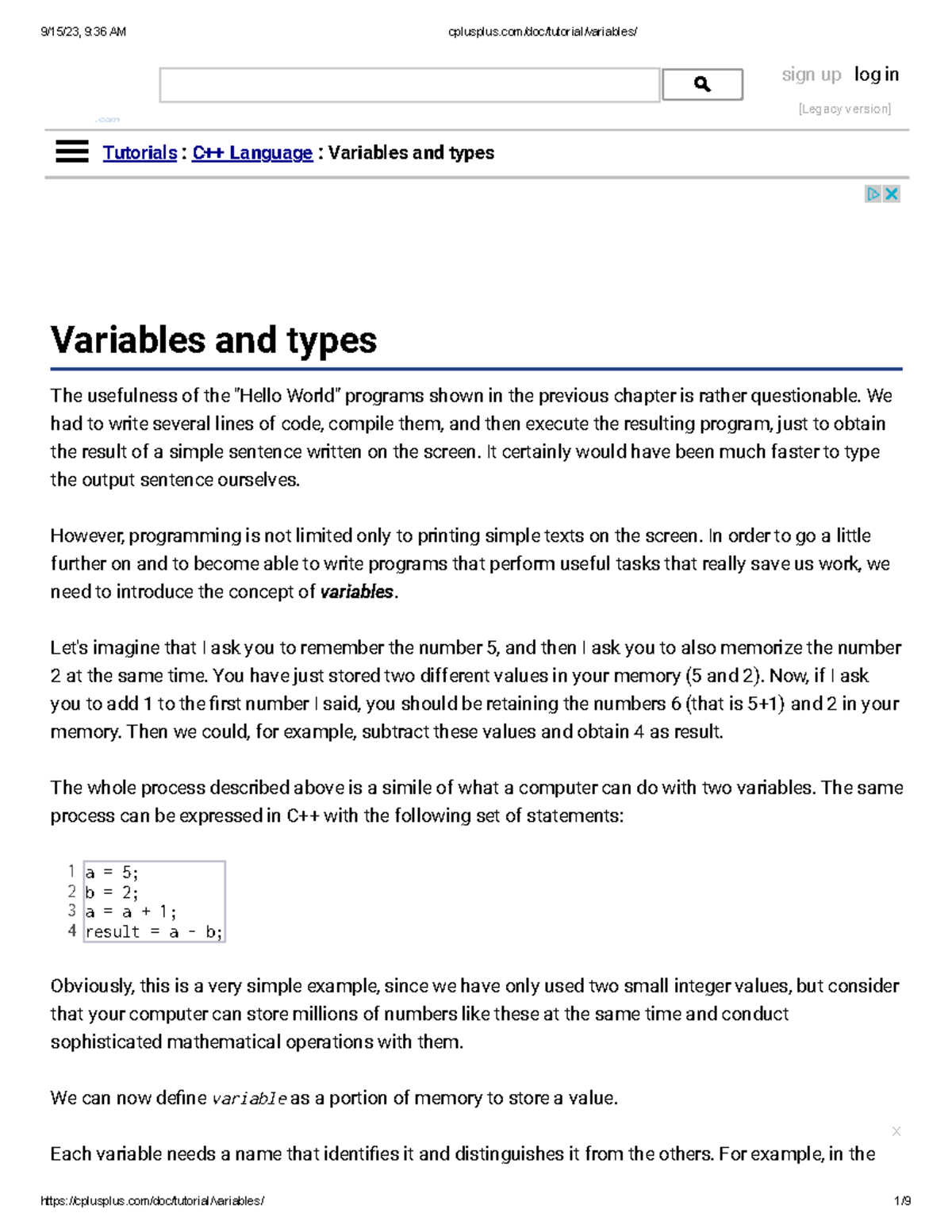 Cplusplus - Variables and types notes - cplusplus .com sign up [Legacy ...