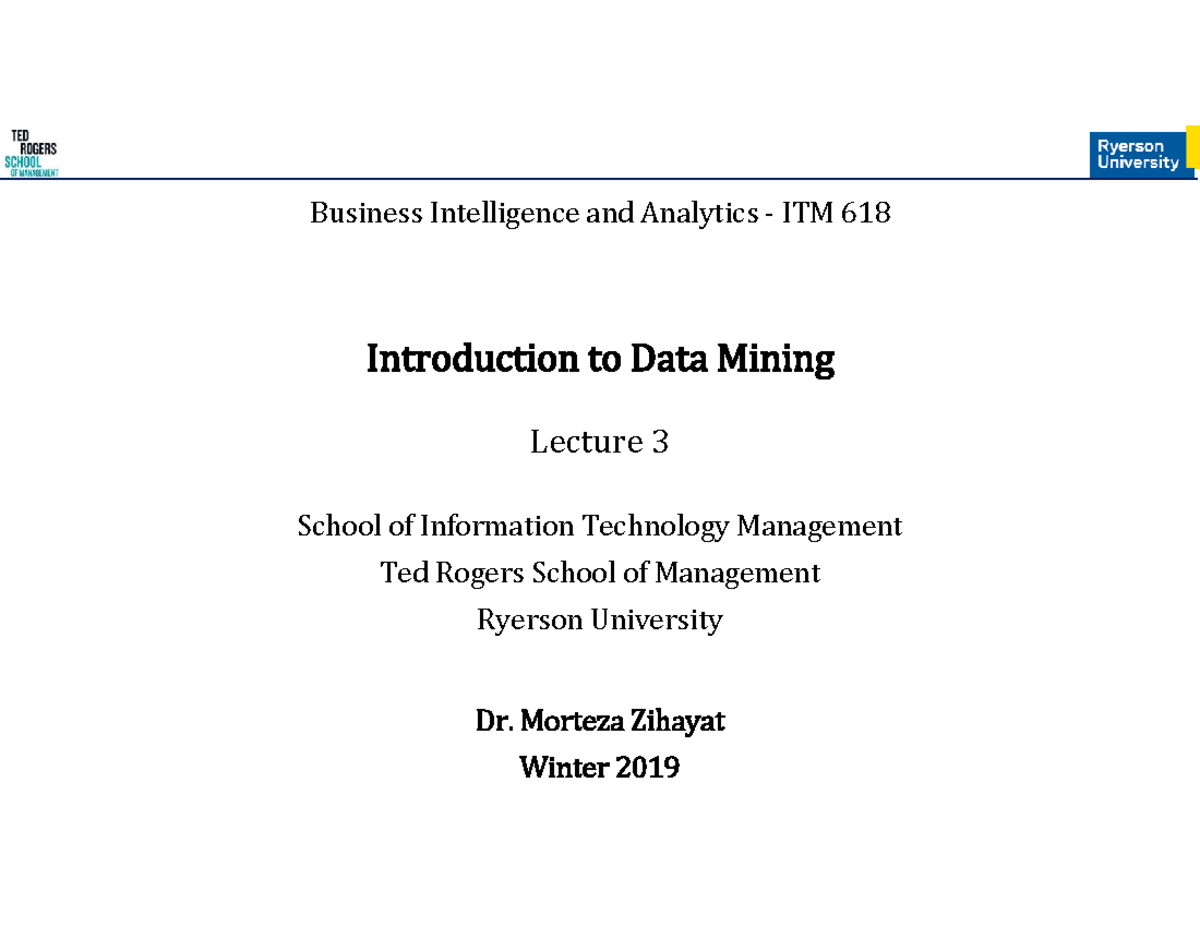 Lecture 3 - data analysis techniques - Business Intelligence and ...