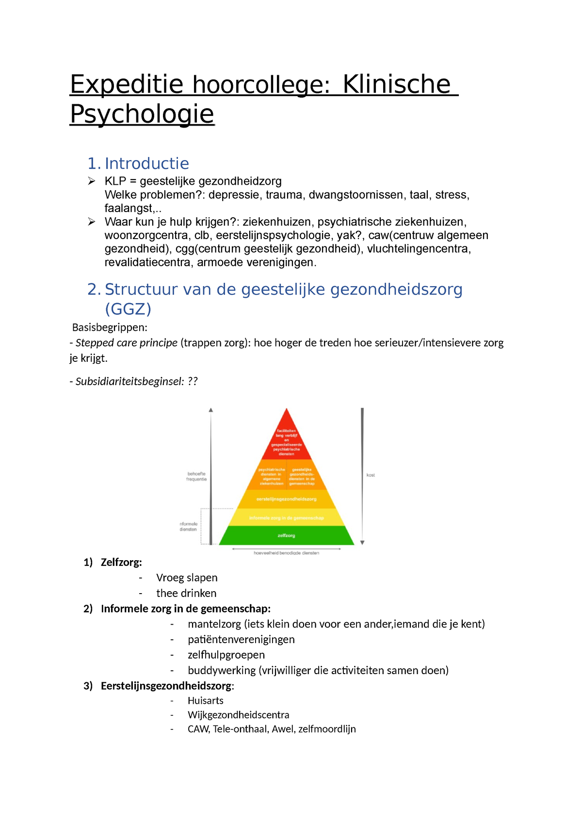 Hoorcollege KLP - Expeditie Hoorcollege: Klinische Psychologie 1 ...