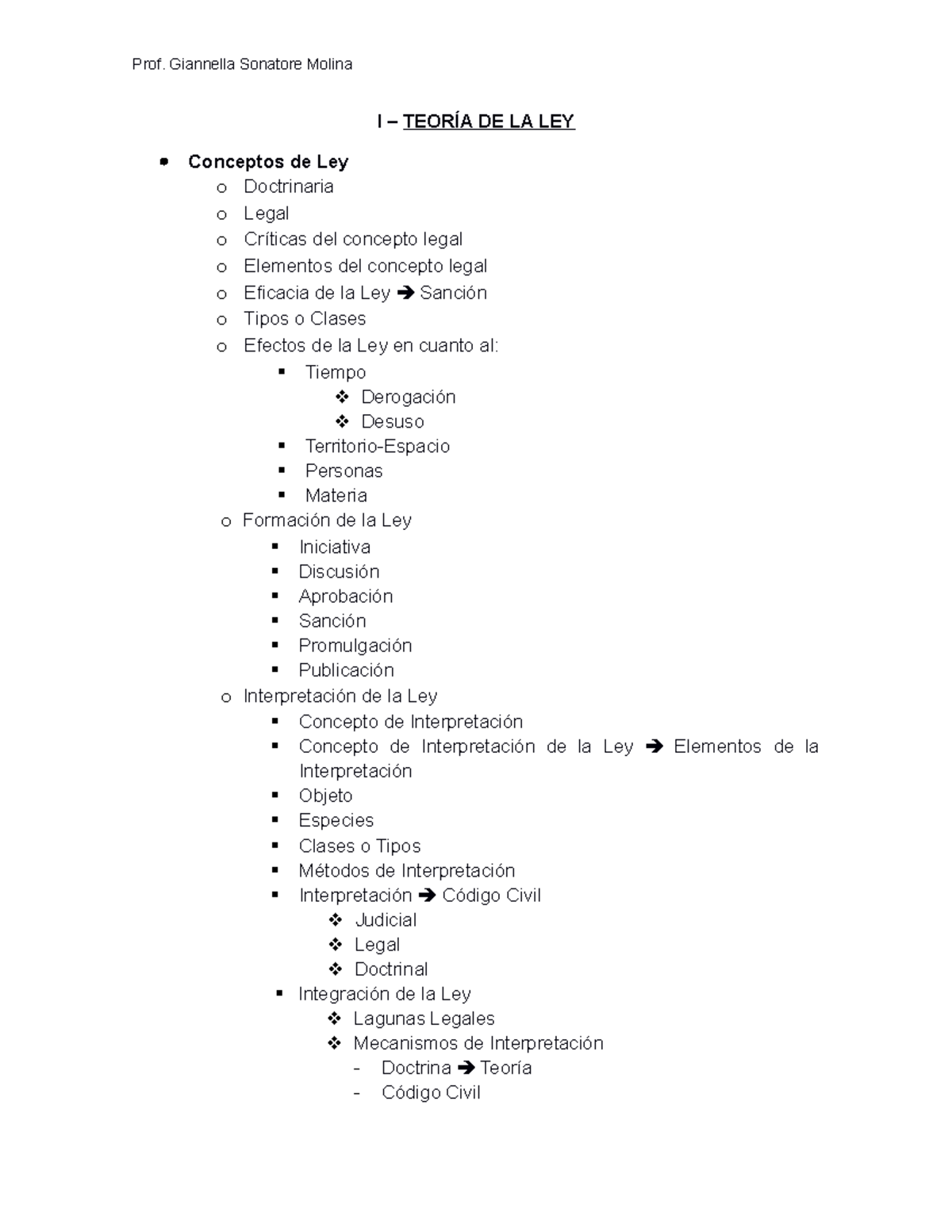 T de la Ley y las Personas GSM 2016 - I – TEORÍA DE LA LEY Conceptos de ...