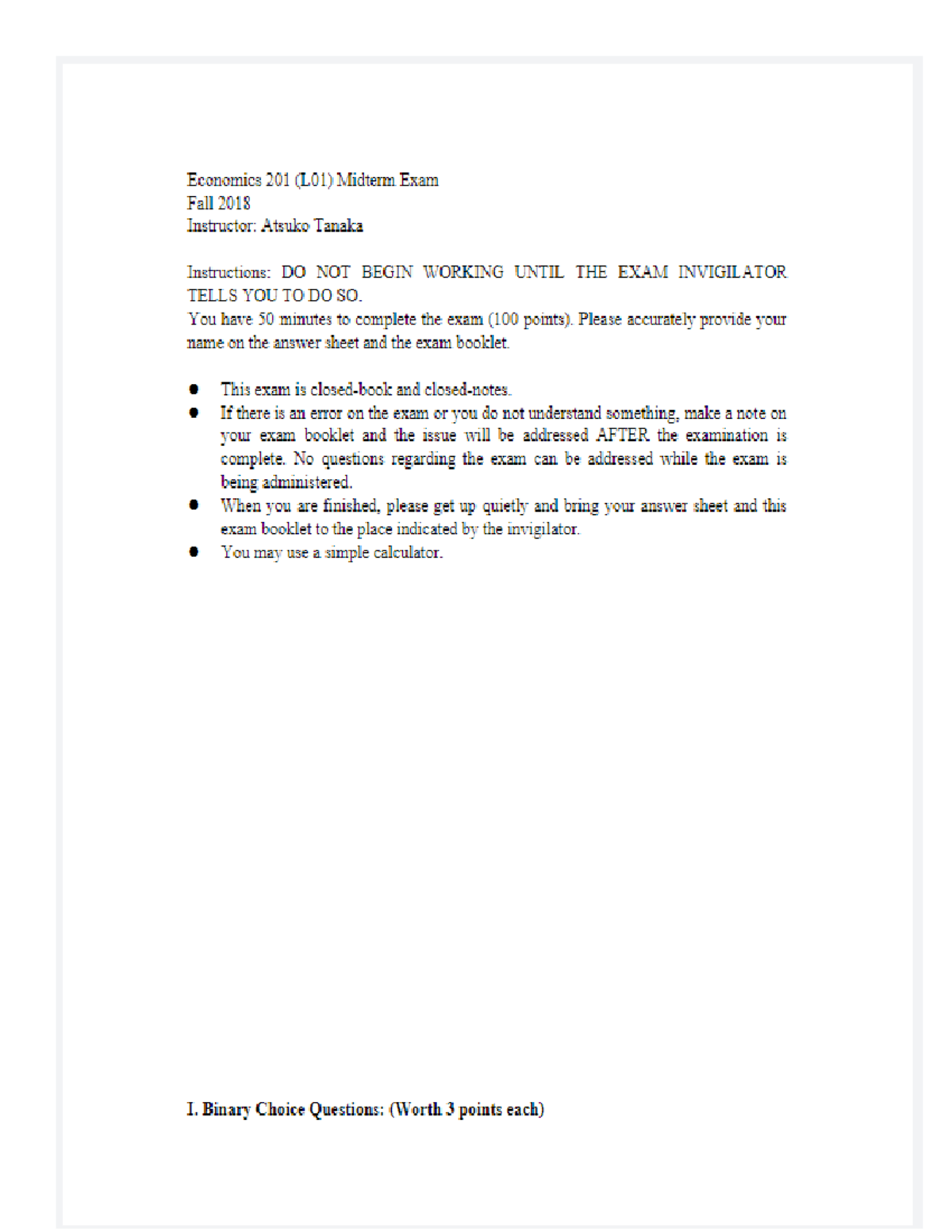 Midterm 7 August 2018, questions - ECON 201 - Studocu