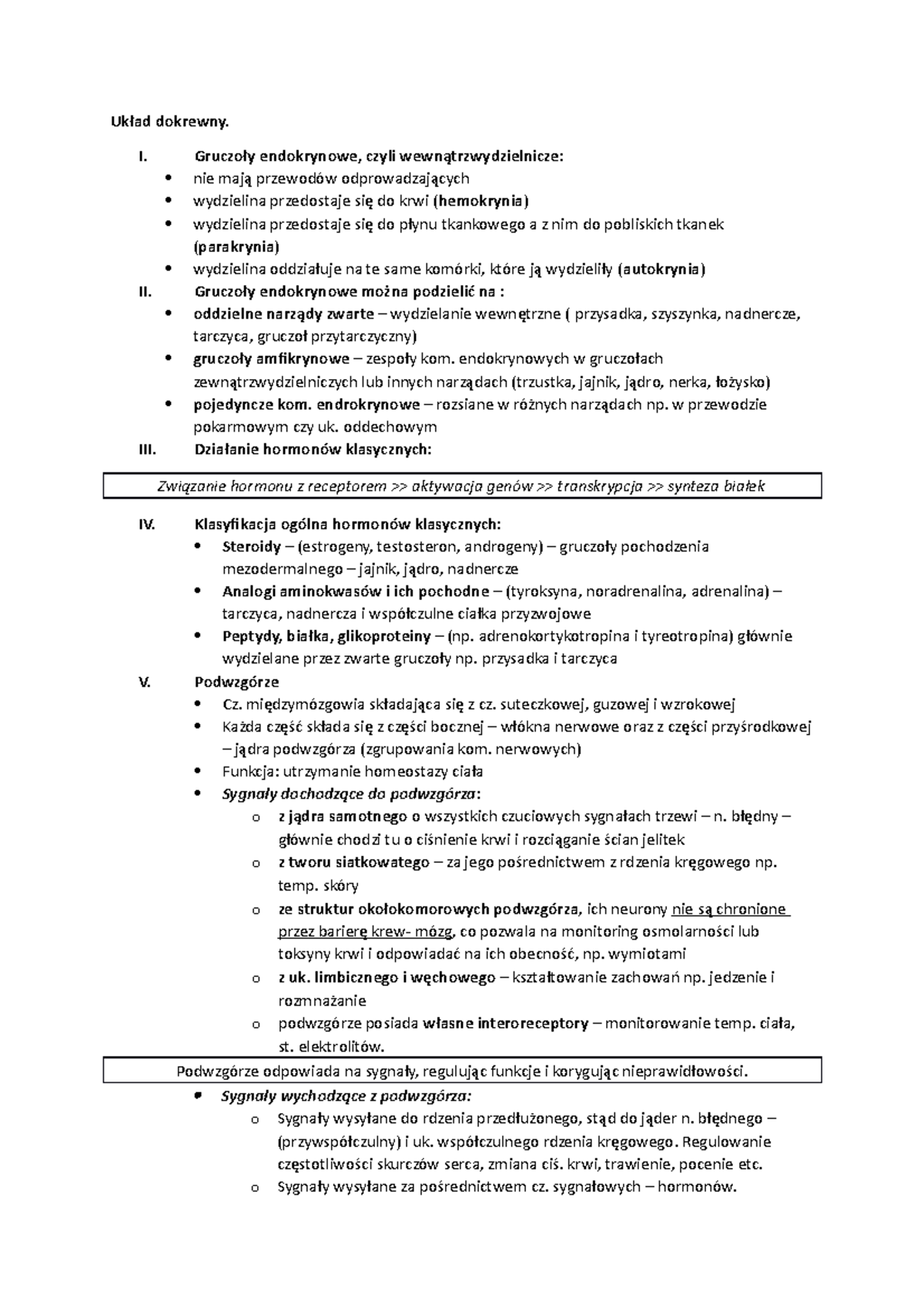 Ćwiczenie 3. Układ dokrewny - Układ dokrewny. I. Gruczoły endokrynowe