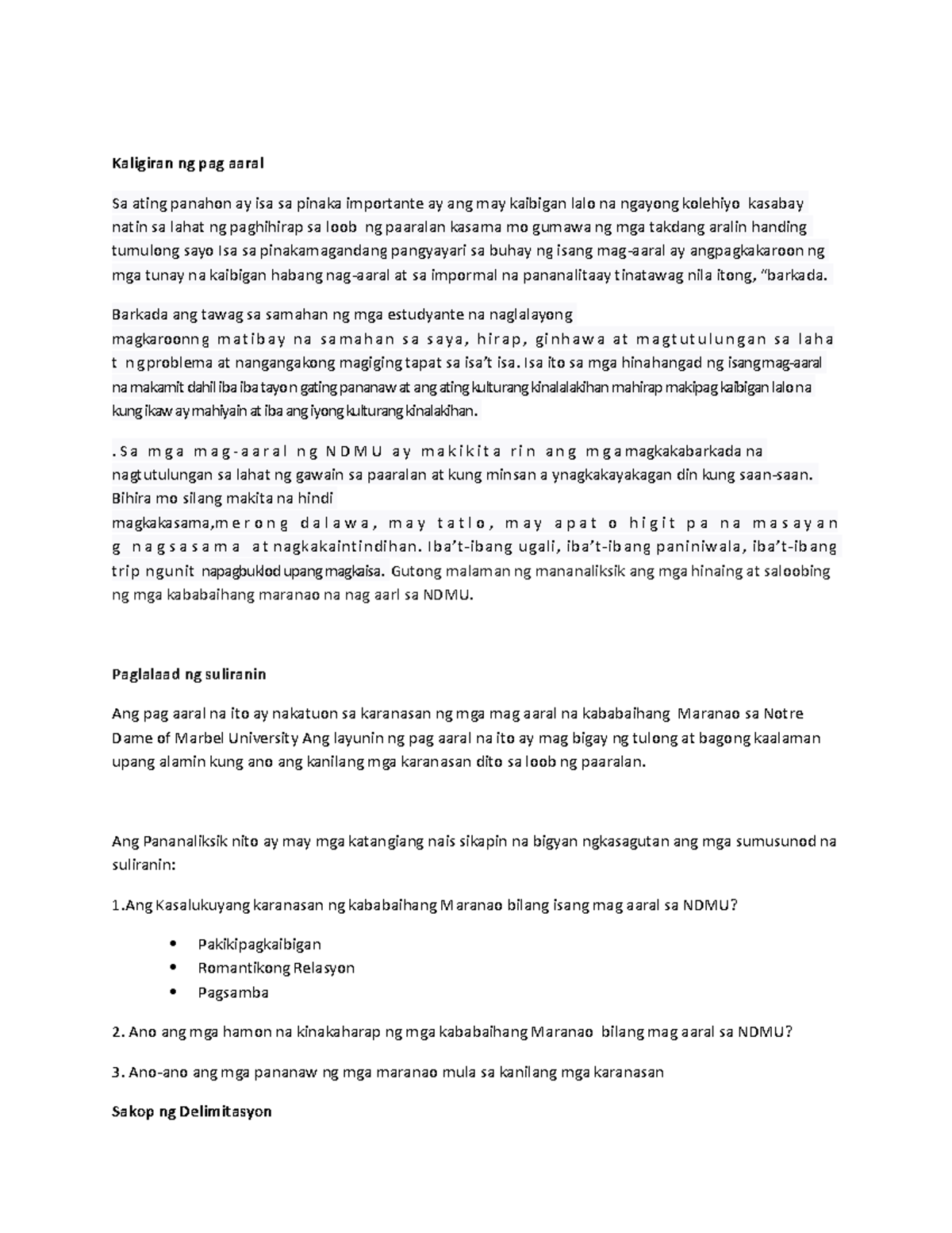 Kaligiran ng pag aaral - PLEASE READ. - Kaligiran ng pag aaral Sa ating ...