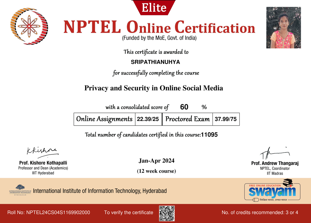 Privacy and security in online social media technology roll no to