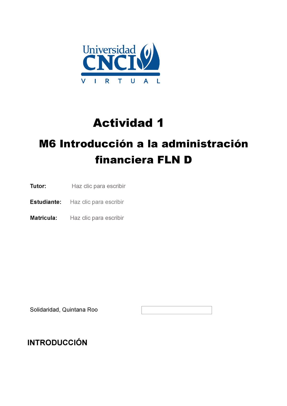 Actividad 1 M6 Introducción A La Administración Financiera FLN D ...