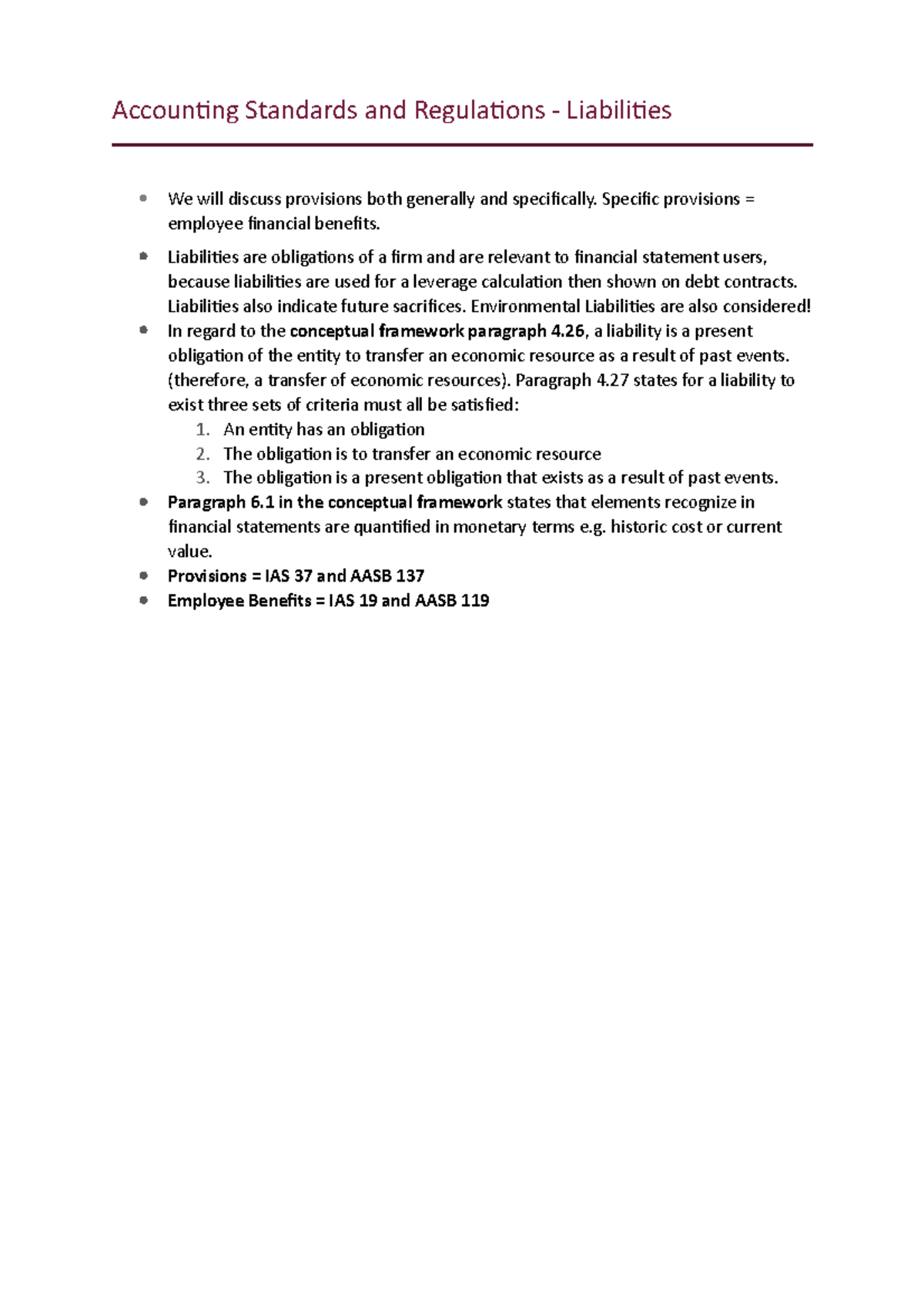 Accounting Standards And Regulations Liabilities Notes Accounting Accounting Standards And Regulations Liabilities Notes Accounting