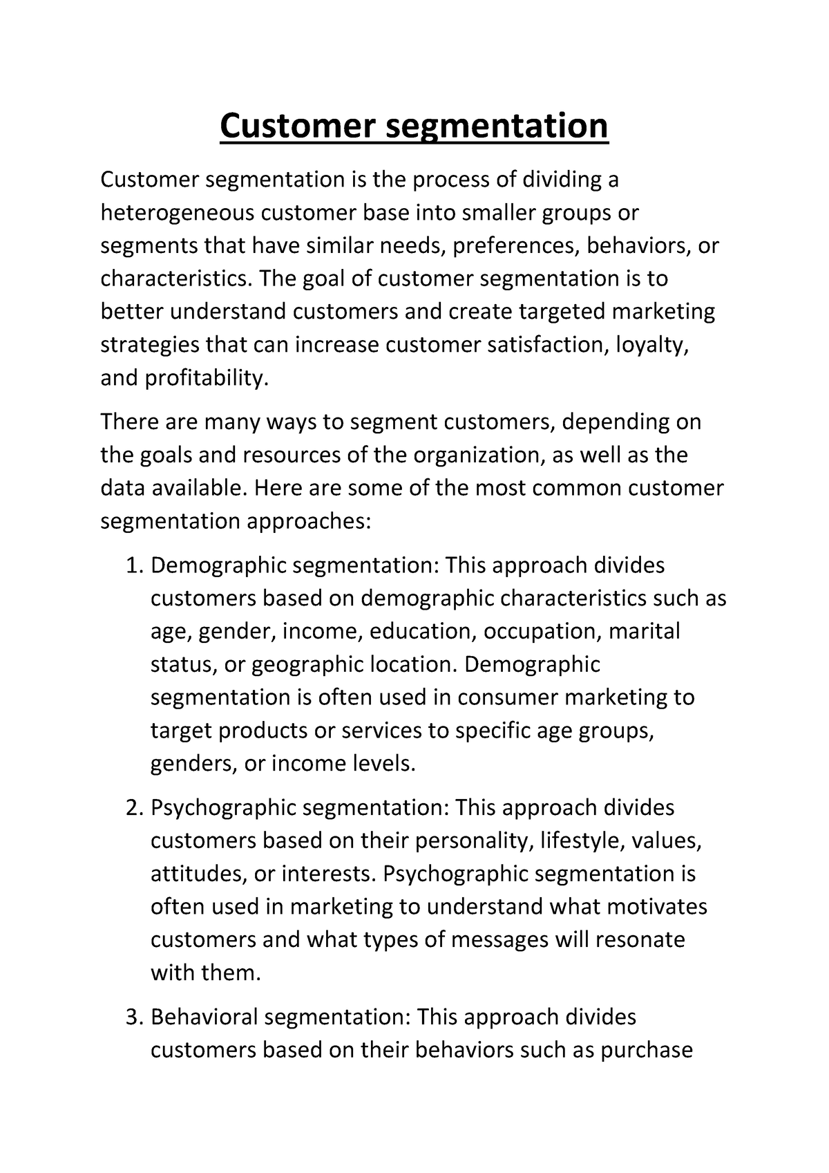 research papers on customer segmentation