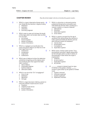 MA118 ROW 2 Chapters 18 19 20 Chapter 1 8 Legal Basics CHAPTER