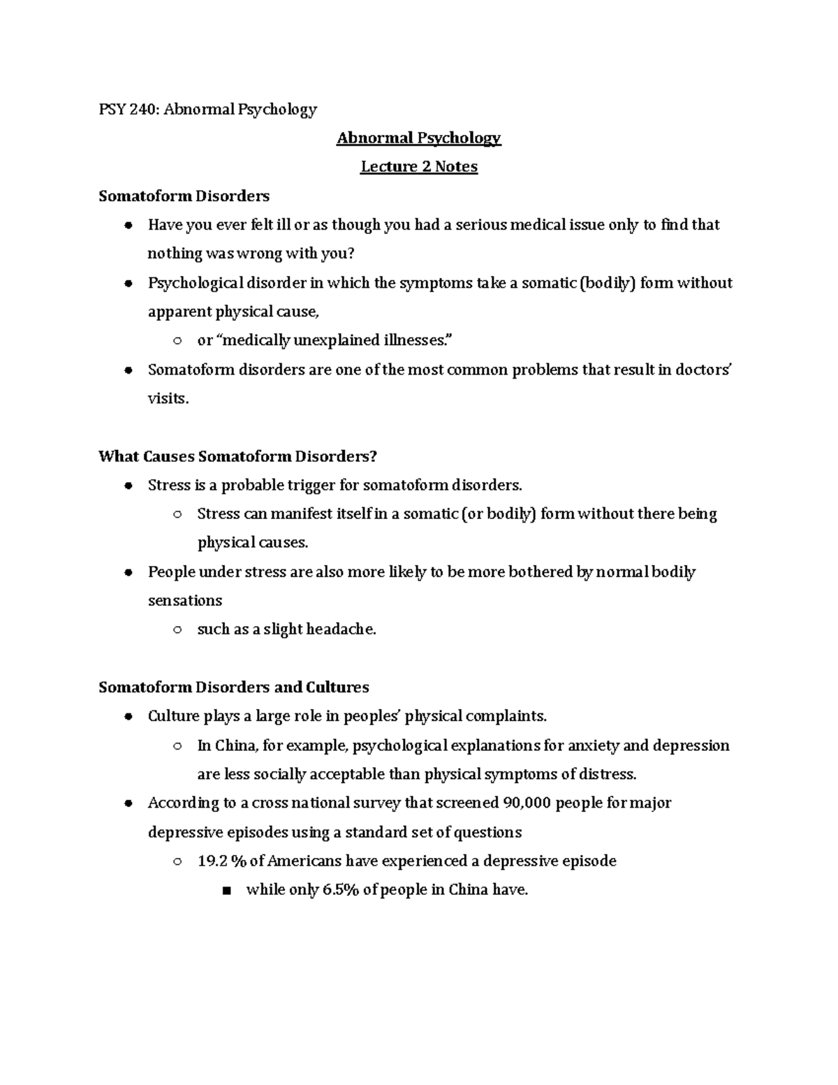 PSY 240 Abnormal Psychology Lecture 2 - Summer 2020 - PSY 240: Abnormal ...