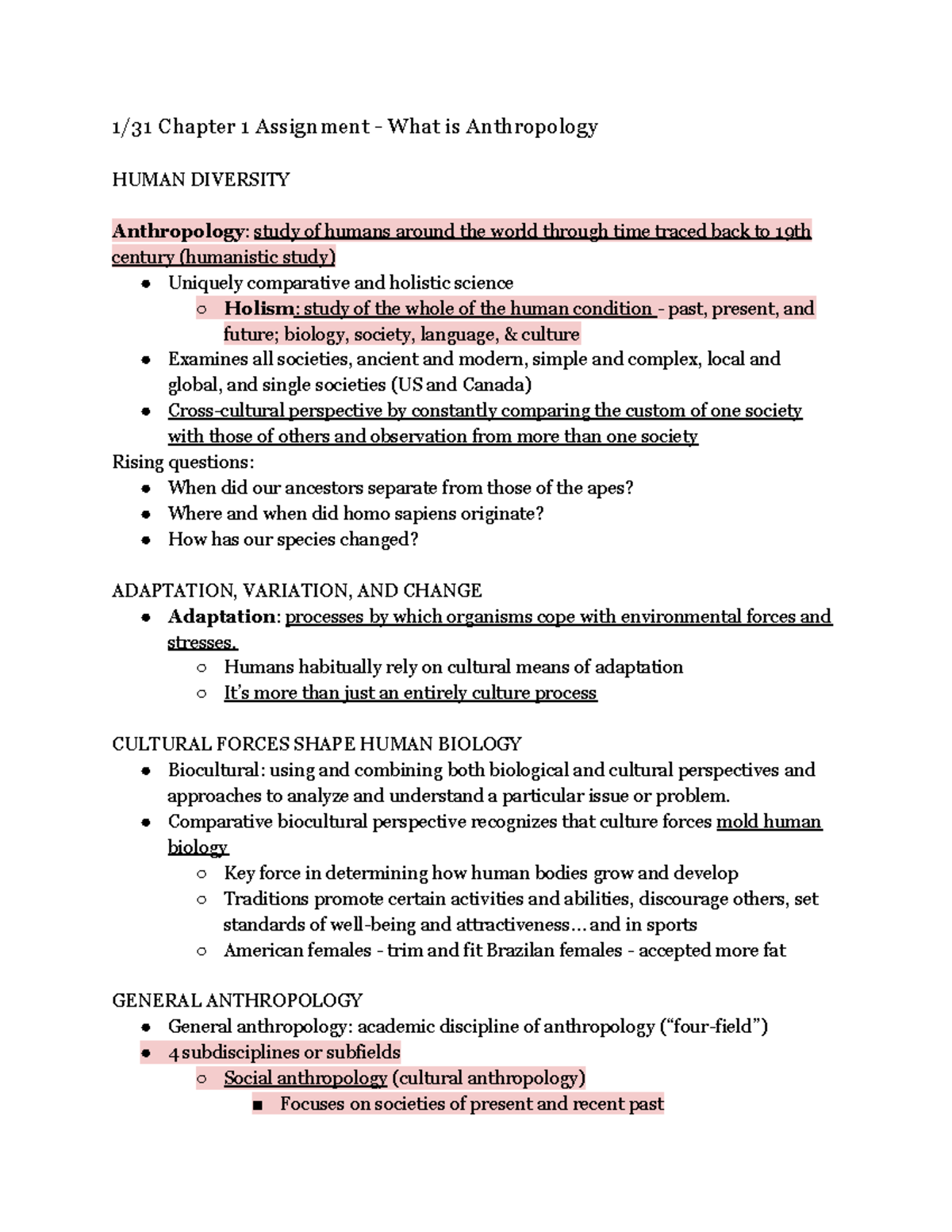Highlighted Textbook Notes - 1/31 Chapter 1 Assignment - What is ...