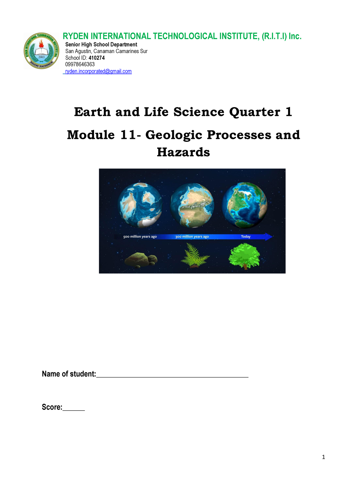 Earth And Life Science Quarter 1 Module 11 - Senior High School ...