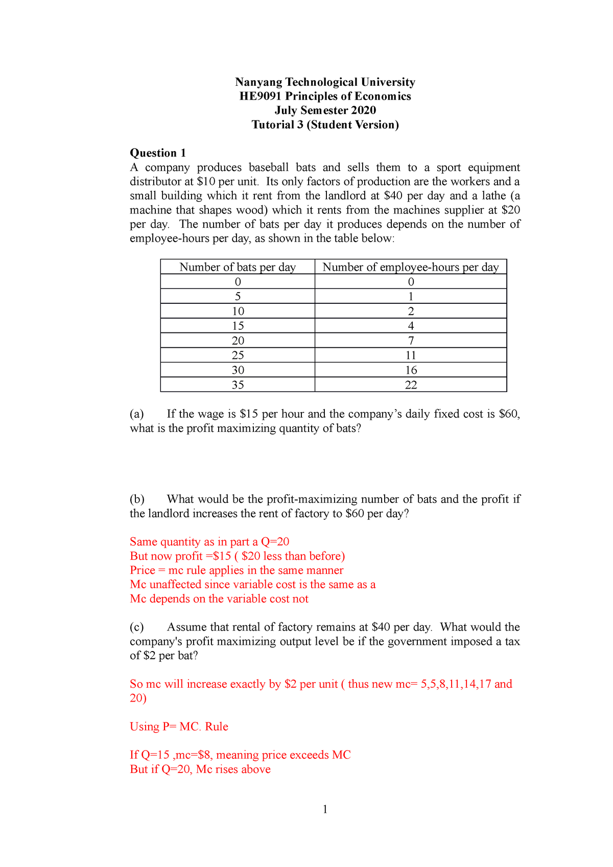 HE9091 Jul 2020 Tutorial 3 - Nanyang Technological University HE9091 ...