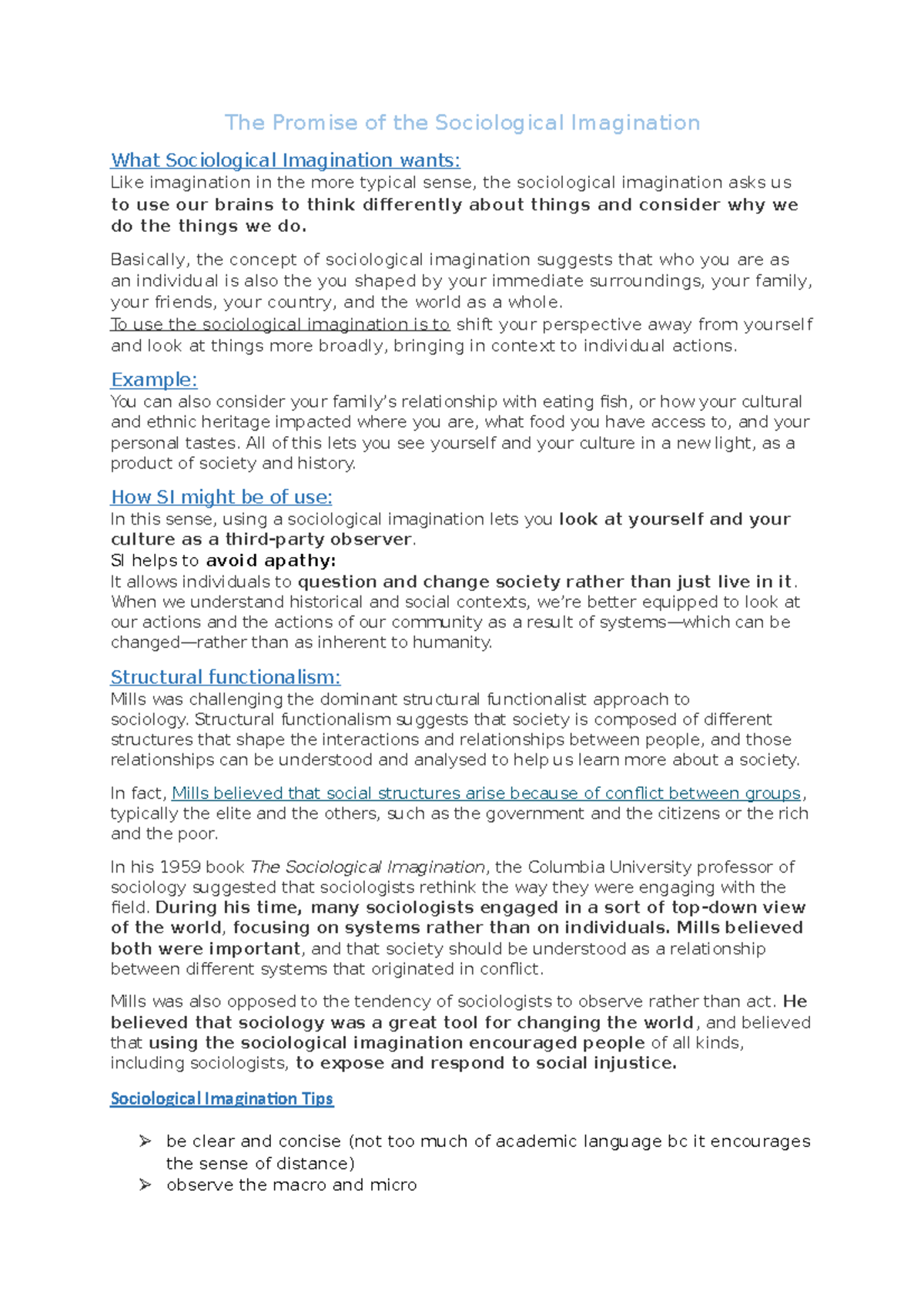 2. Sociological Imagination Textausarbeitung - The Promise of the ...