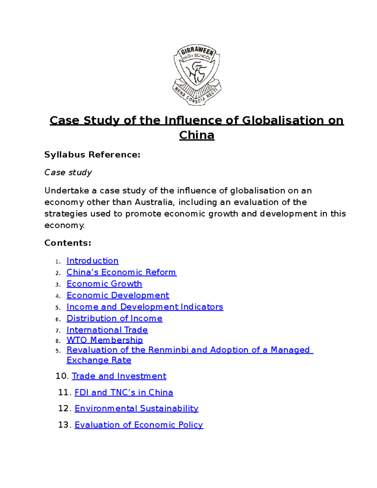 case study of globalisation