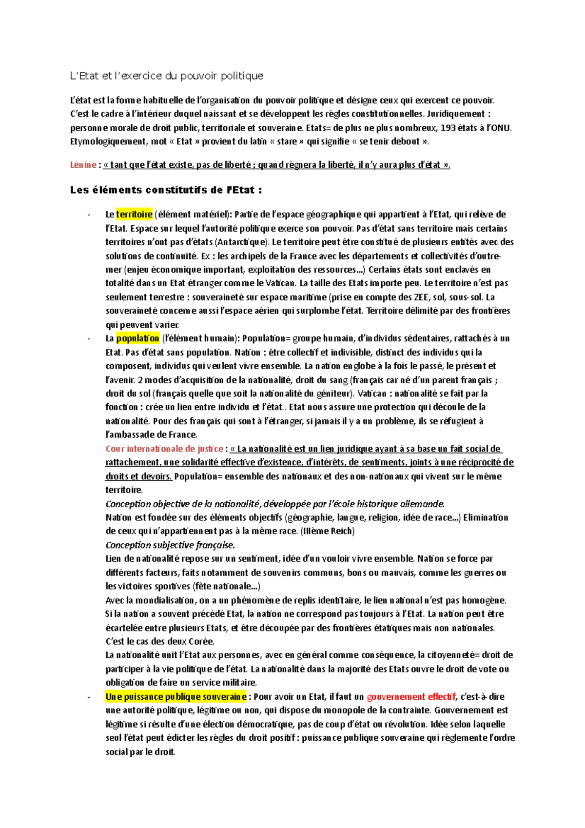 Les éléments Constitutifs De L'Etat Et L'exercice Du Pouvoir Politique ...