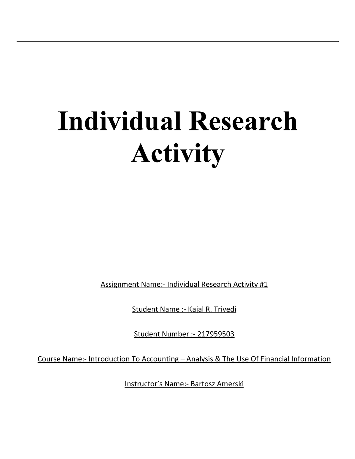 individual research work