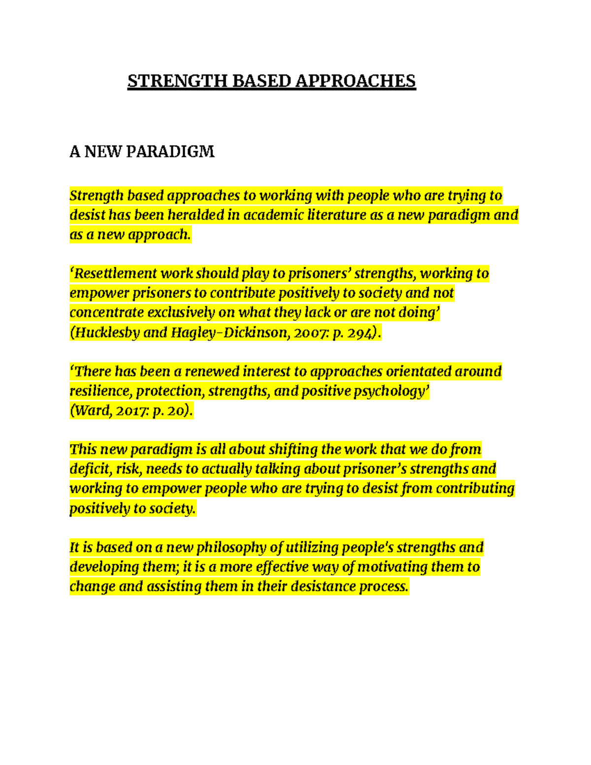 Strength Based Approaches STRENGTH BASED APPROACHES A NEW PARADIGM