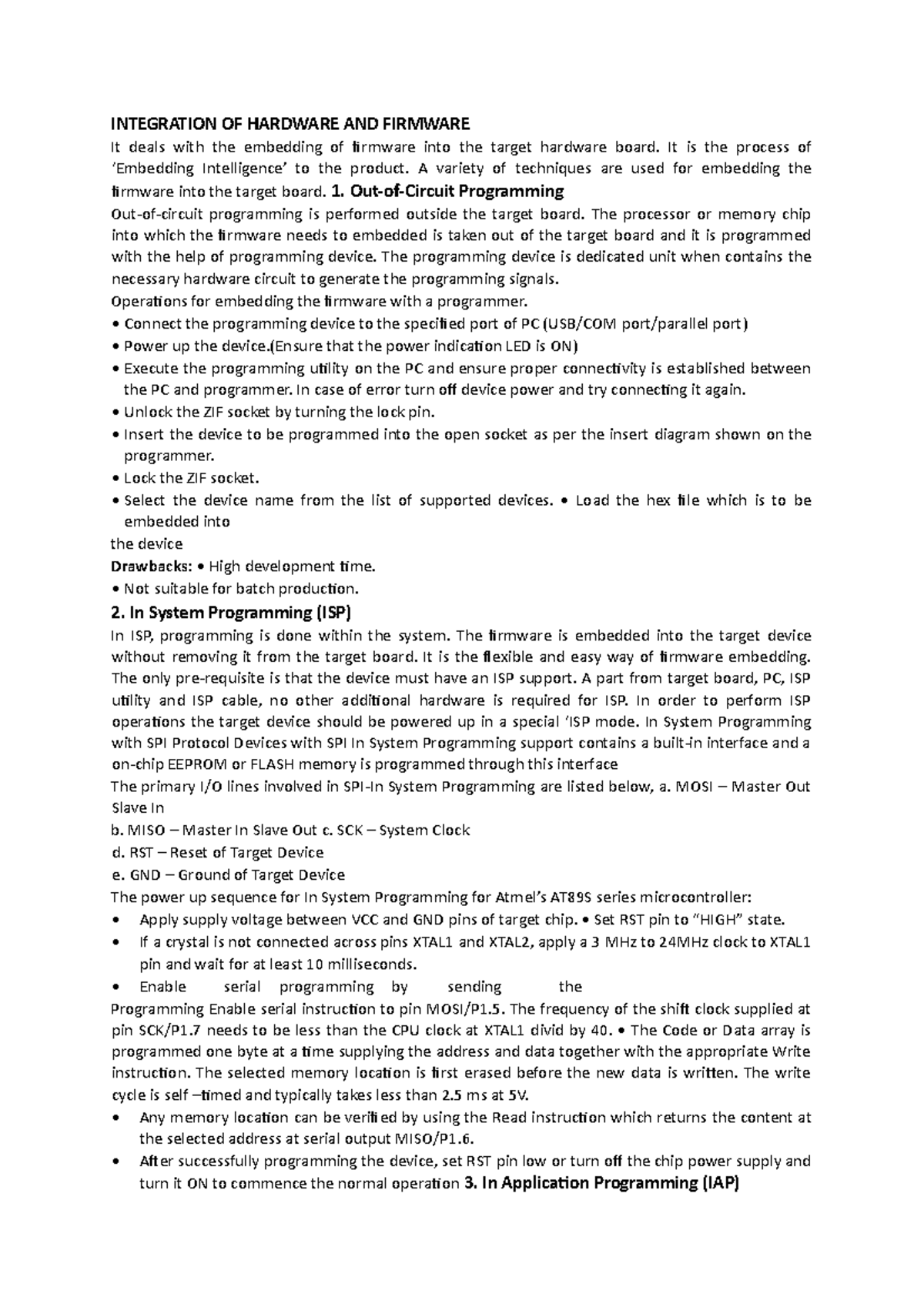 Embedded Systems Module 4 Short Notes - INTEGRATION OF HARDWARE AND ...