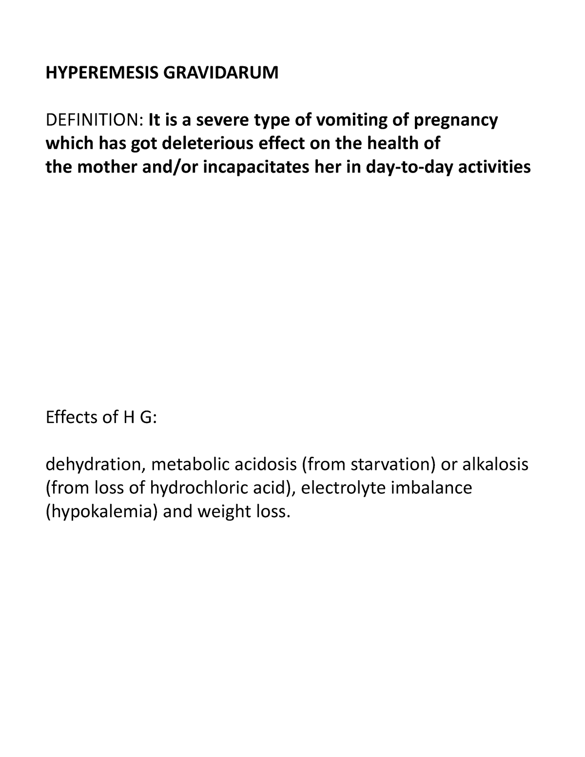 Hyperemesis Gravidarum - HYPEREMESIS GRAVIDARUM DEFINITION: It Is A ...