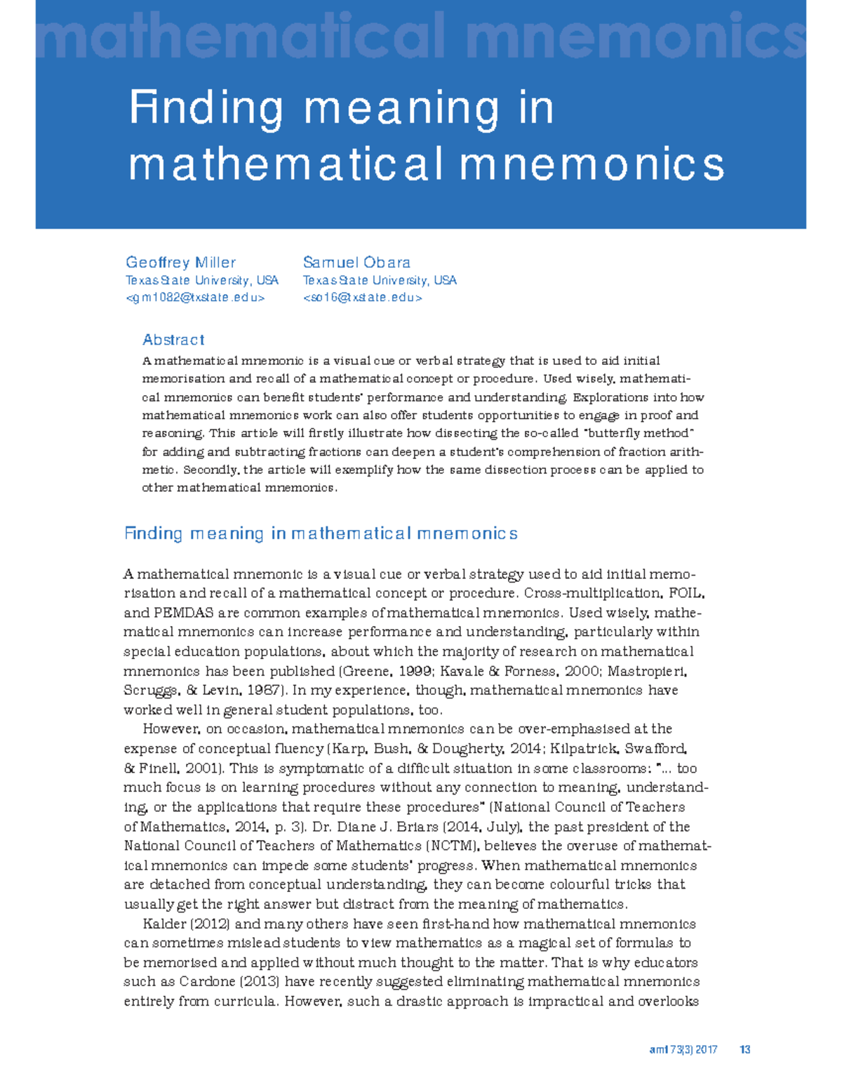 Mnemo - ojkgohhofd - Abstract A mathematical mnemonic is a visual cue ...