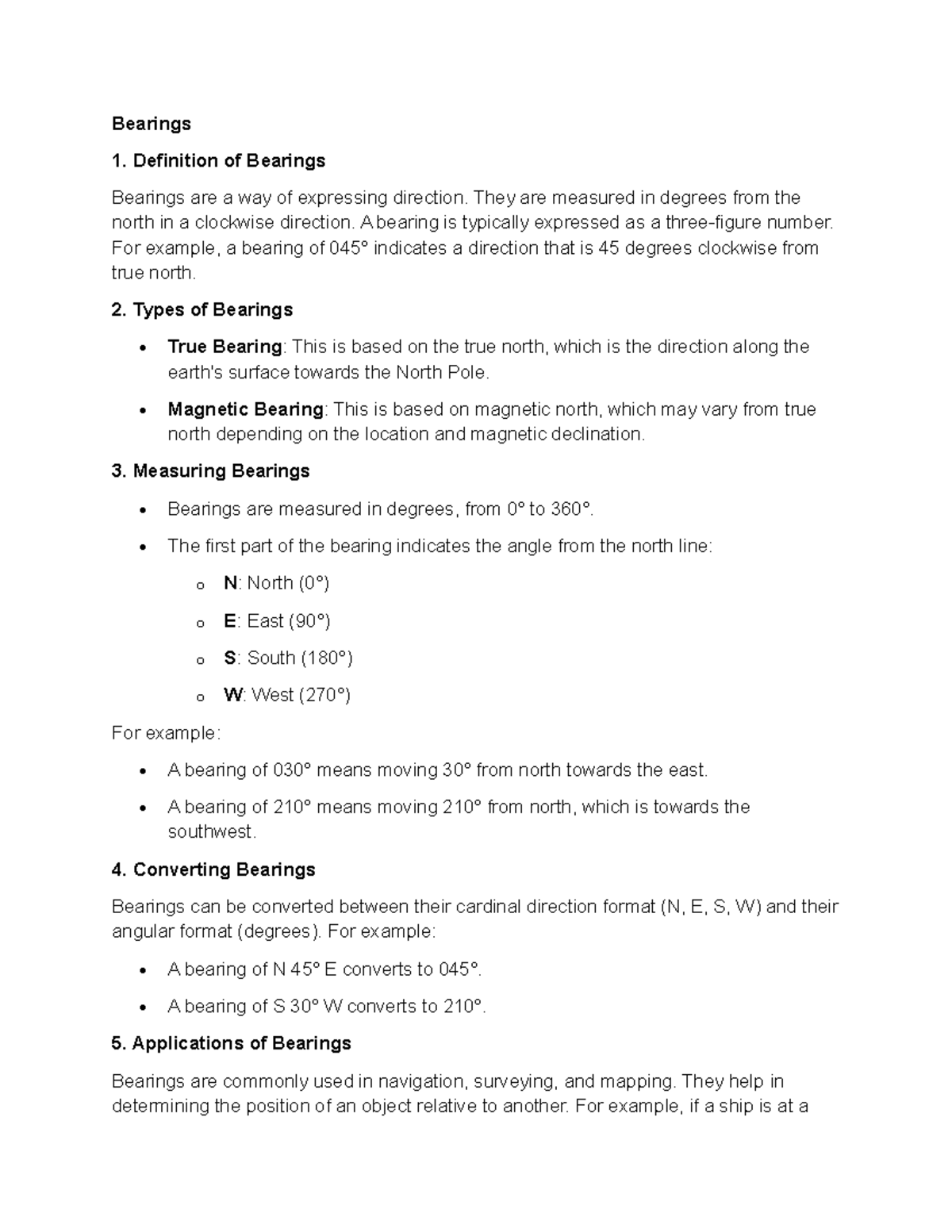 Bearings-and-Trionometry - Bearings Definition of Bearings Bearings are ...