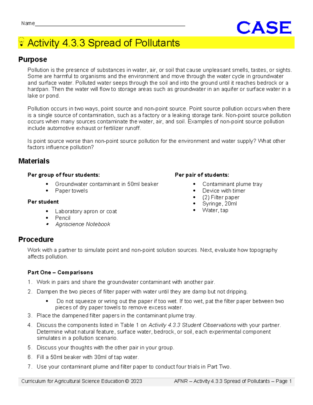 Activity 4 3 3Spread Pollutants - Name