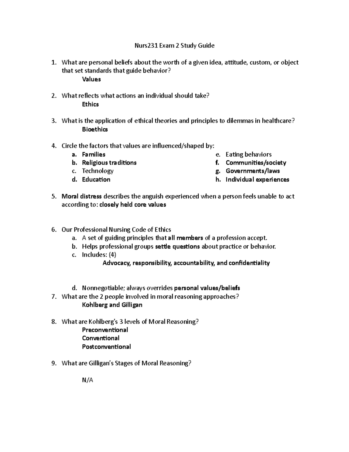 n231-study-guide-answers-nurs231-exam-2-study-guide-what-are-personal-beliefs-about-the-worth