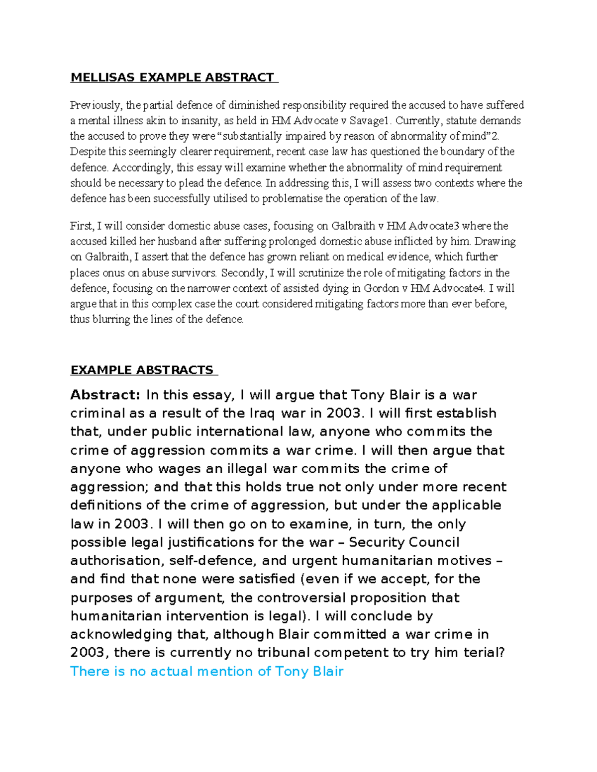Abstract notes from class - MELLISAS EXAMPLE ABSTRACT Previously, the ...