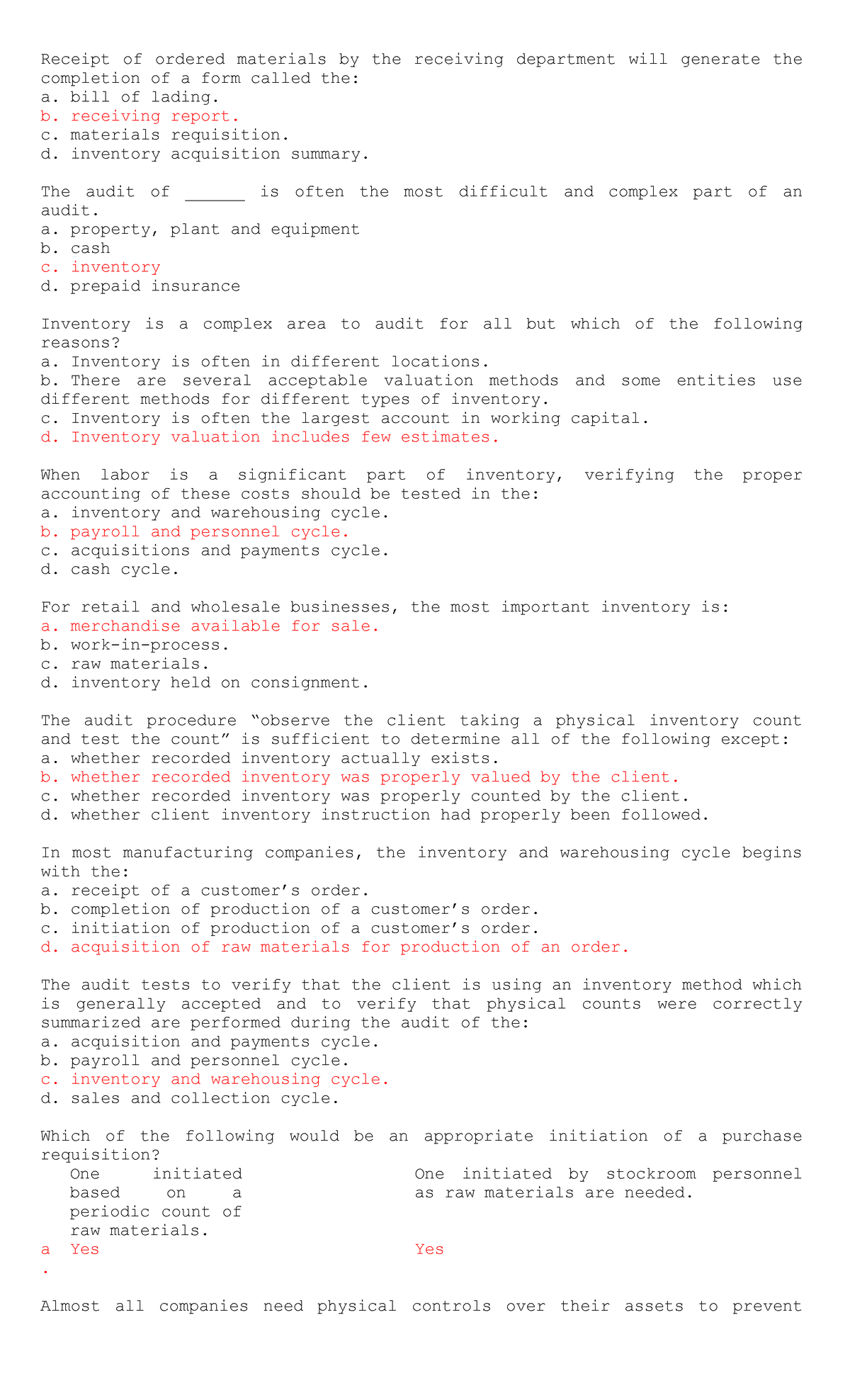 Inventories Sample Problems - Receipt of ordered materials by the ...