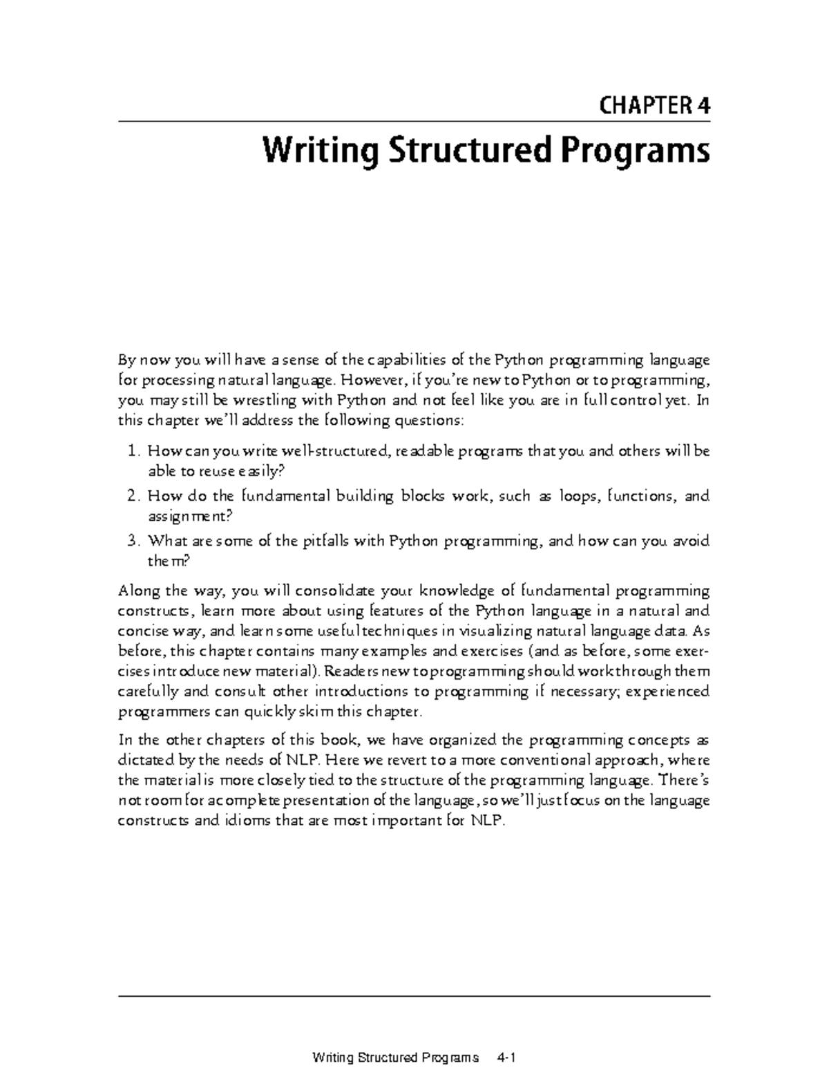 methodology for writing programs using structure statements