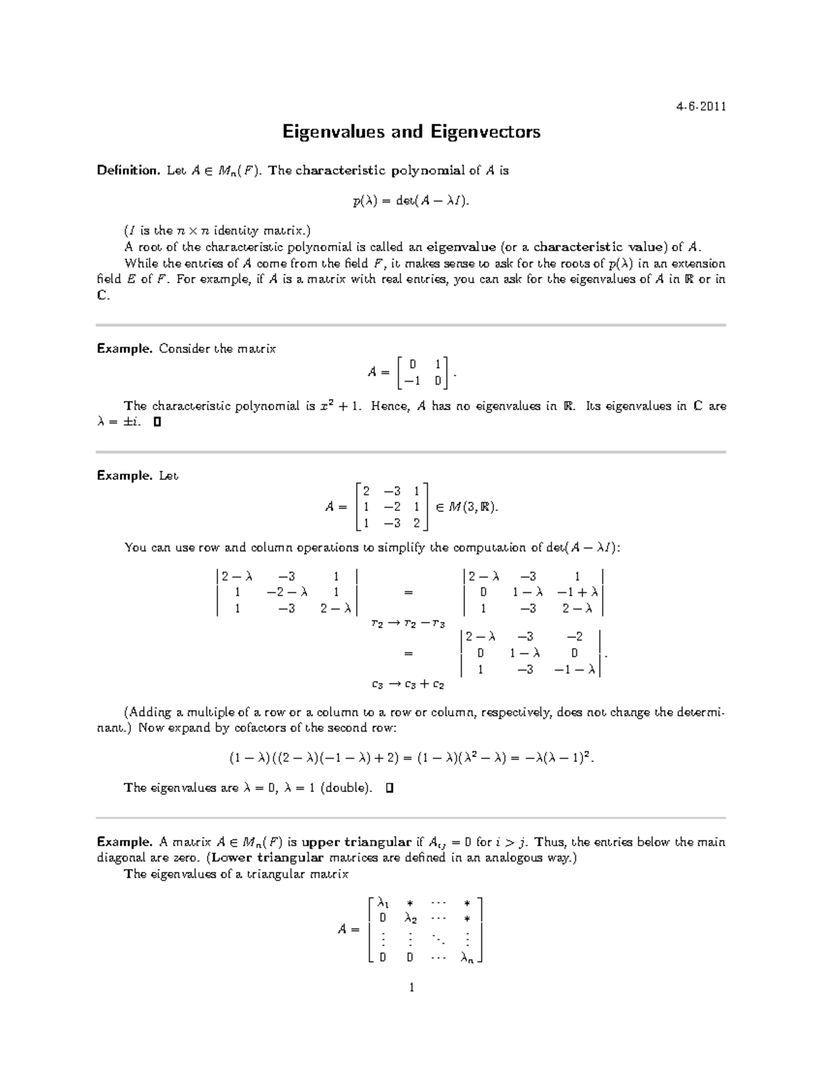 Eigenvalues And Eigenvectors - 4-6- Eigenvalues And Eigenvectors ...