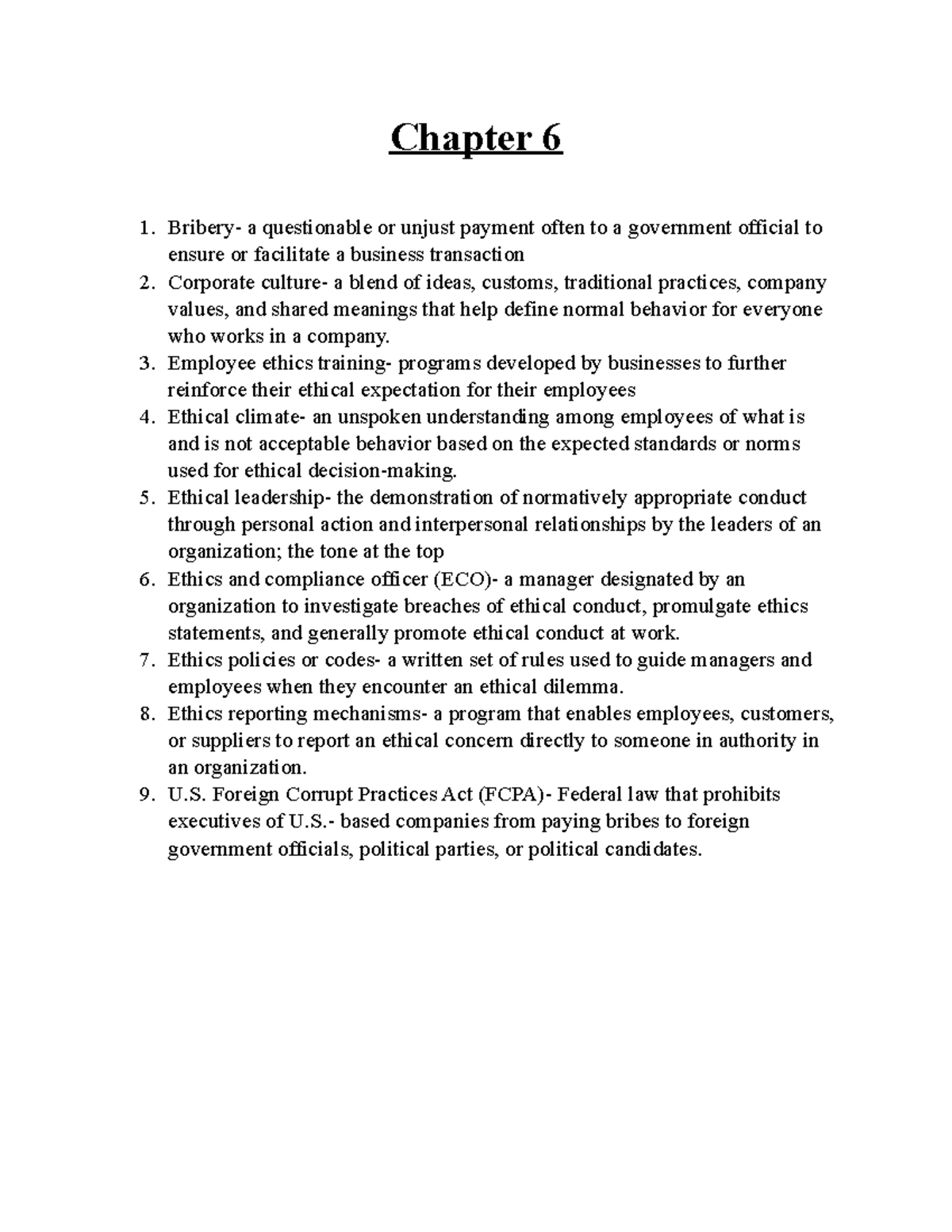 Chapter 6 (Week 3) -Definitions - Chapter 6 1. a questionable or unjust ...