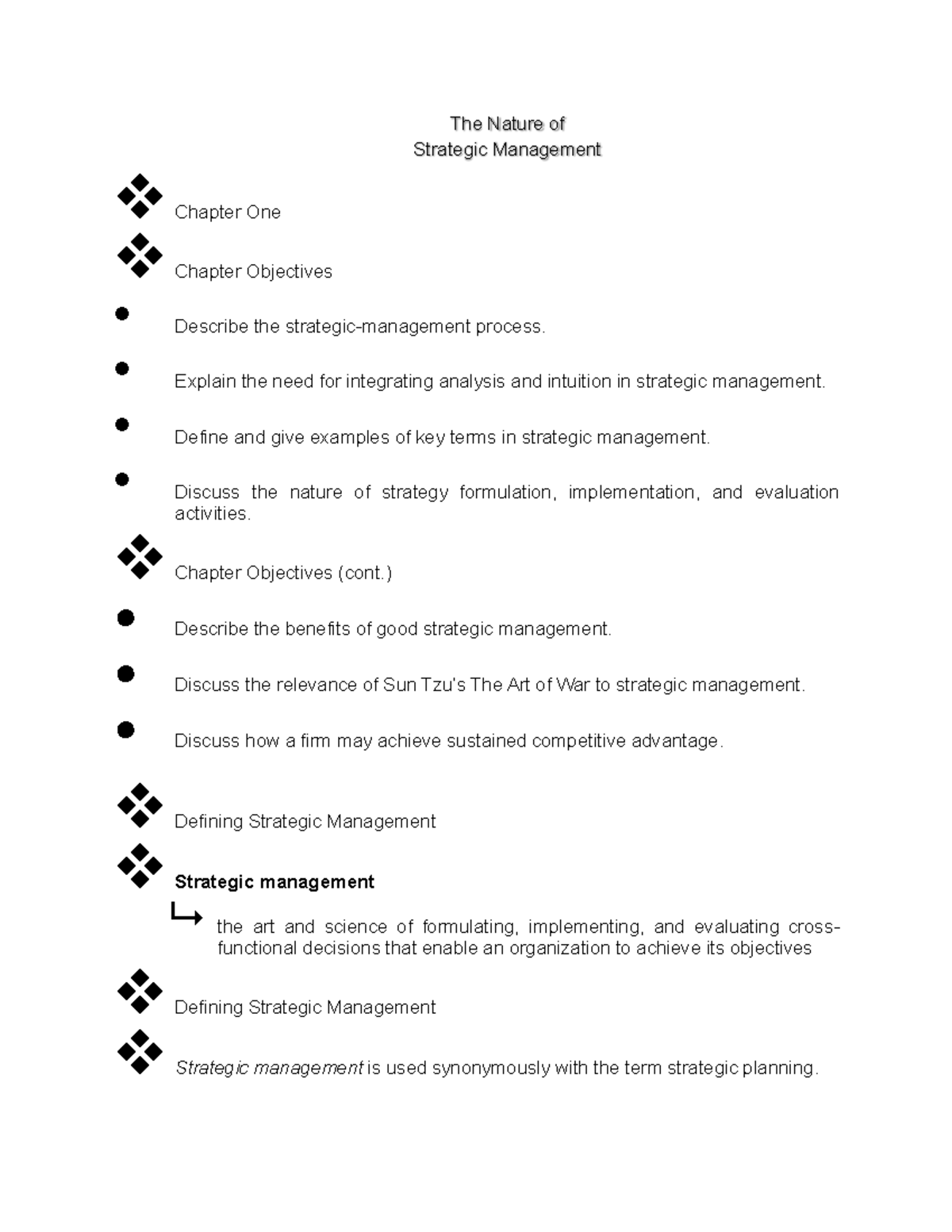 Chapter 2 Strategic Management - The Nature of Strategic Management ...