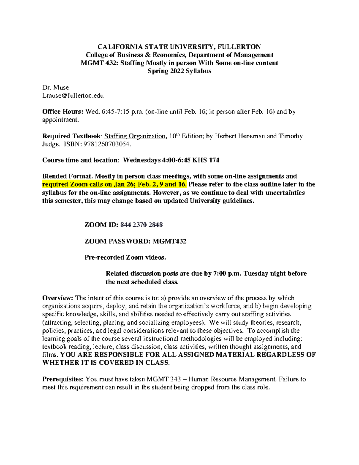 Syllabus Spring 2022 - CALIFORNIA STATE UNIVERSITY, FULLERTON College ...