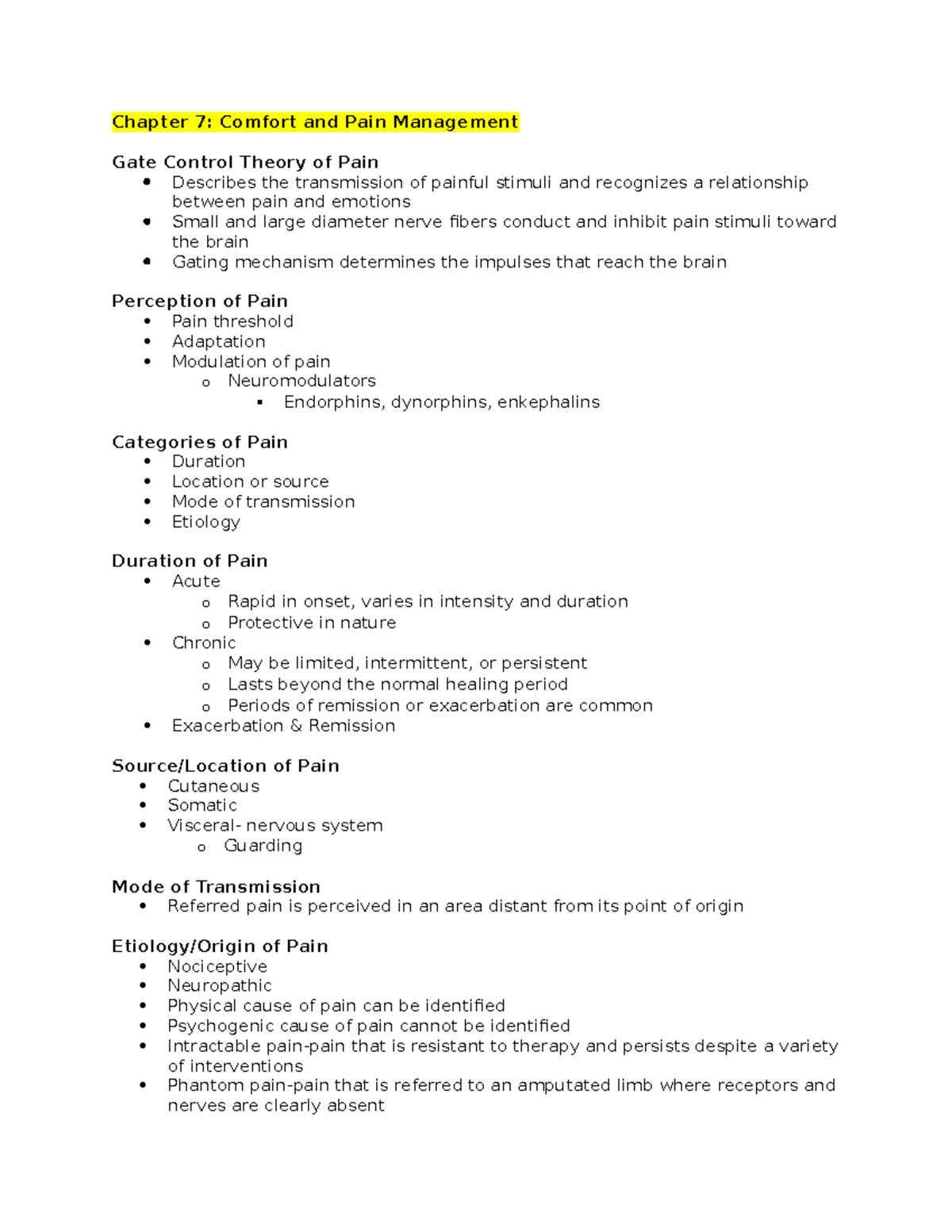 Comfort and pain - Initial assessment & ongoing assessment of pain ...